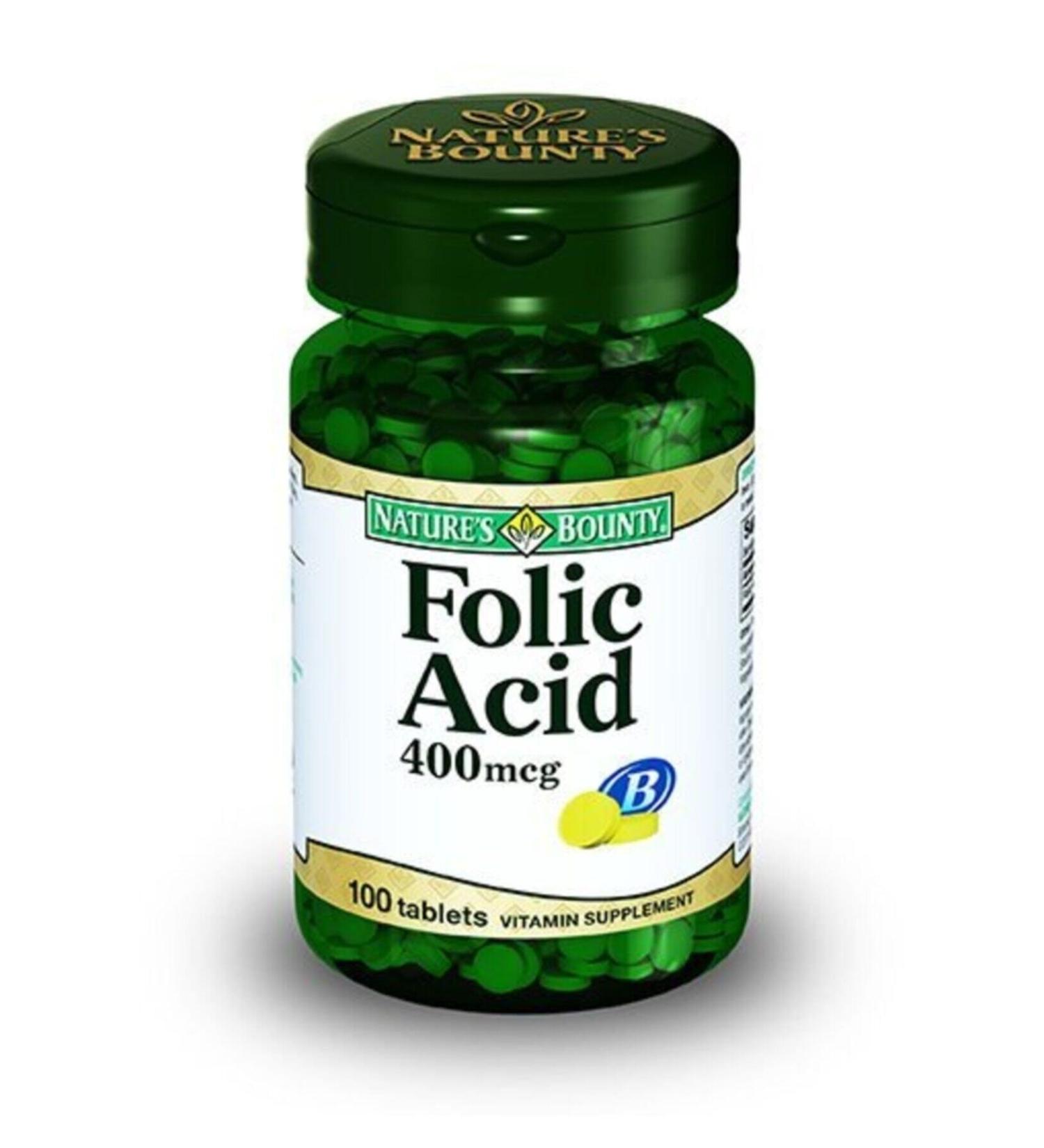 Natures Bounty Folic Acid 400mcg Food Supplement 100 Tablets