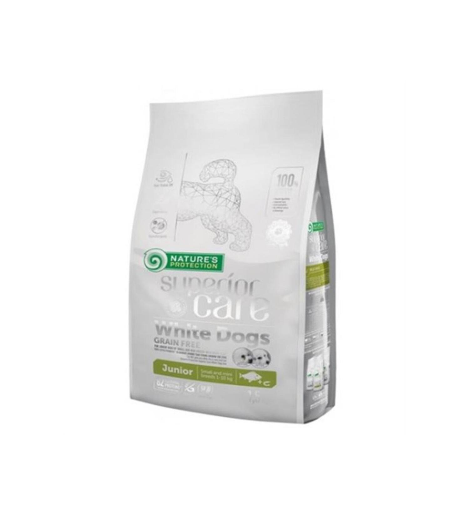 Nature's Protection NP Superior Care White Dogs Grain-Free Trout Small & Mini Junior Dog Food 1.5 kg - FarmaPets