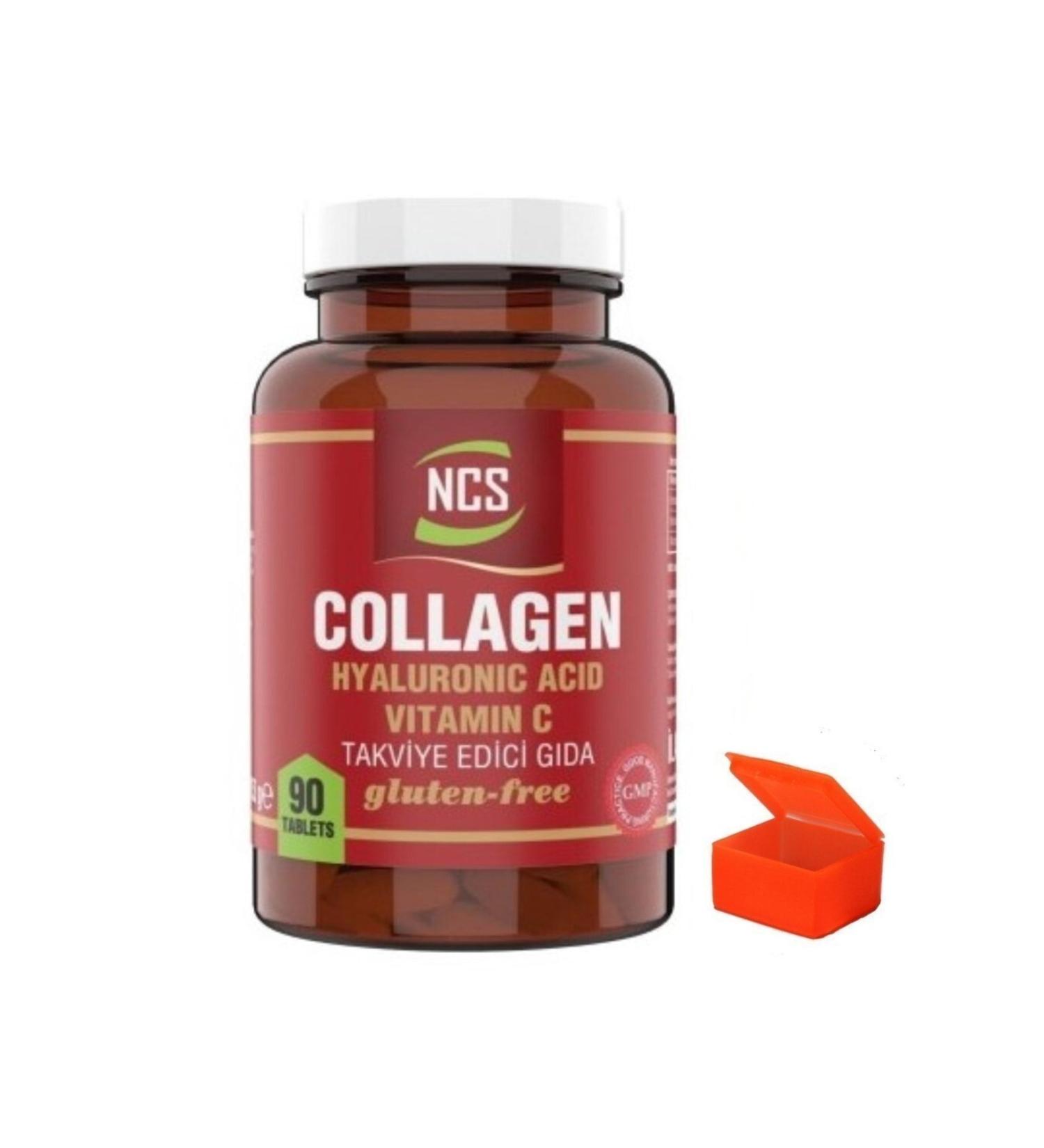 Ncs Collagen Hyaluronic Acid Vitamin C Gluten Free 90 Tablets - Pill Box - Buy Online on GoSupps.com