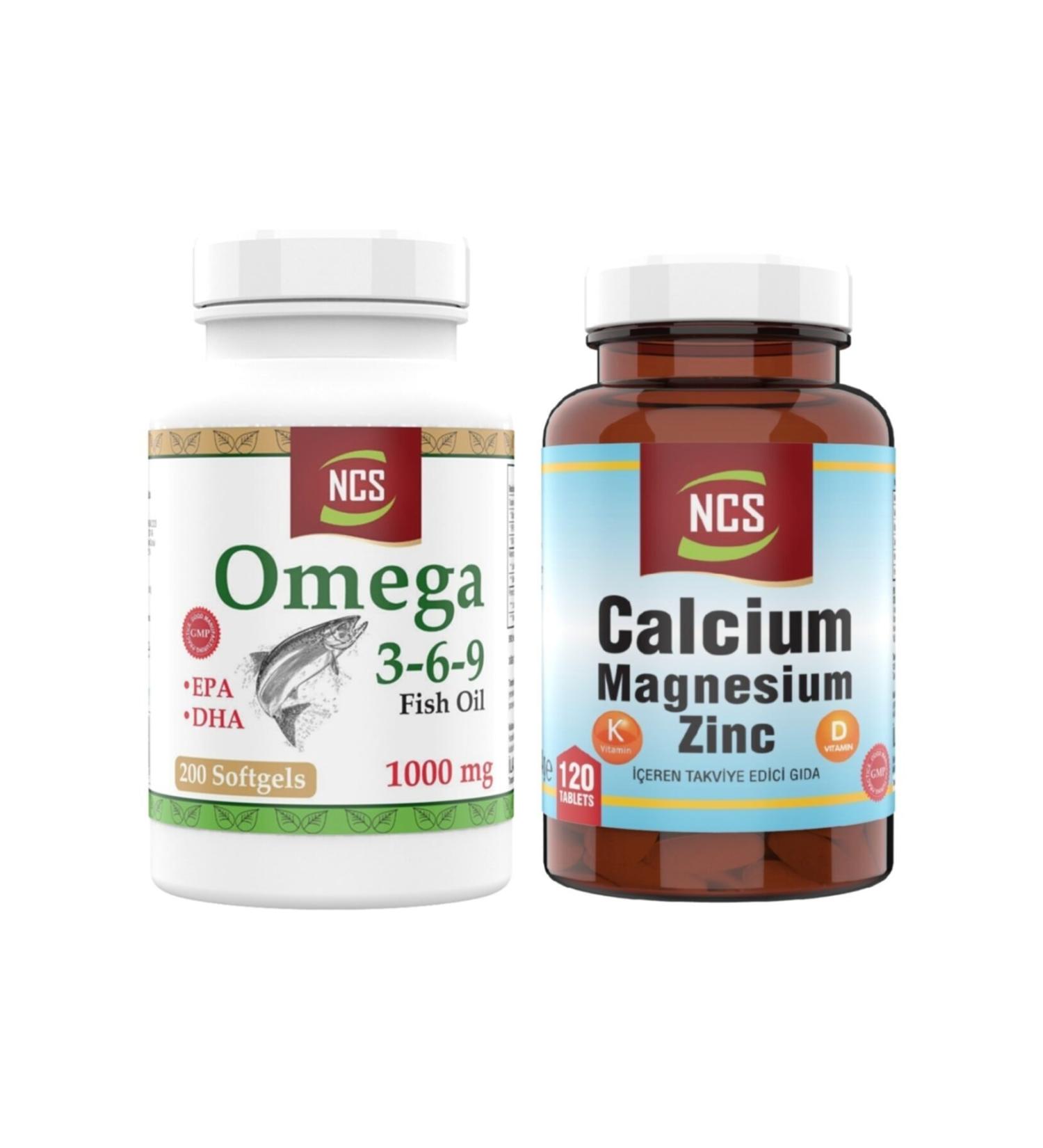 Ncs Omega 3 6 9 1000 Mg 200 Capsules Calcium Magnesium Zinc 120 Tabl - Buy Online on GoSupps.com