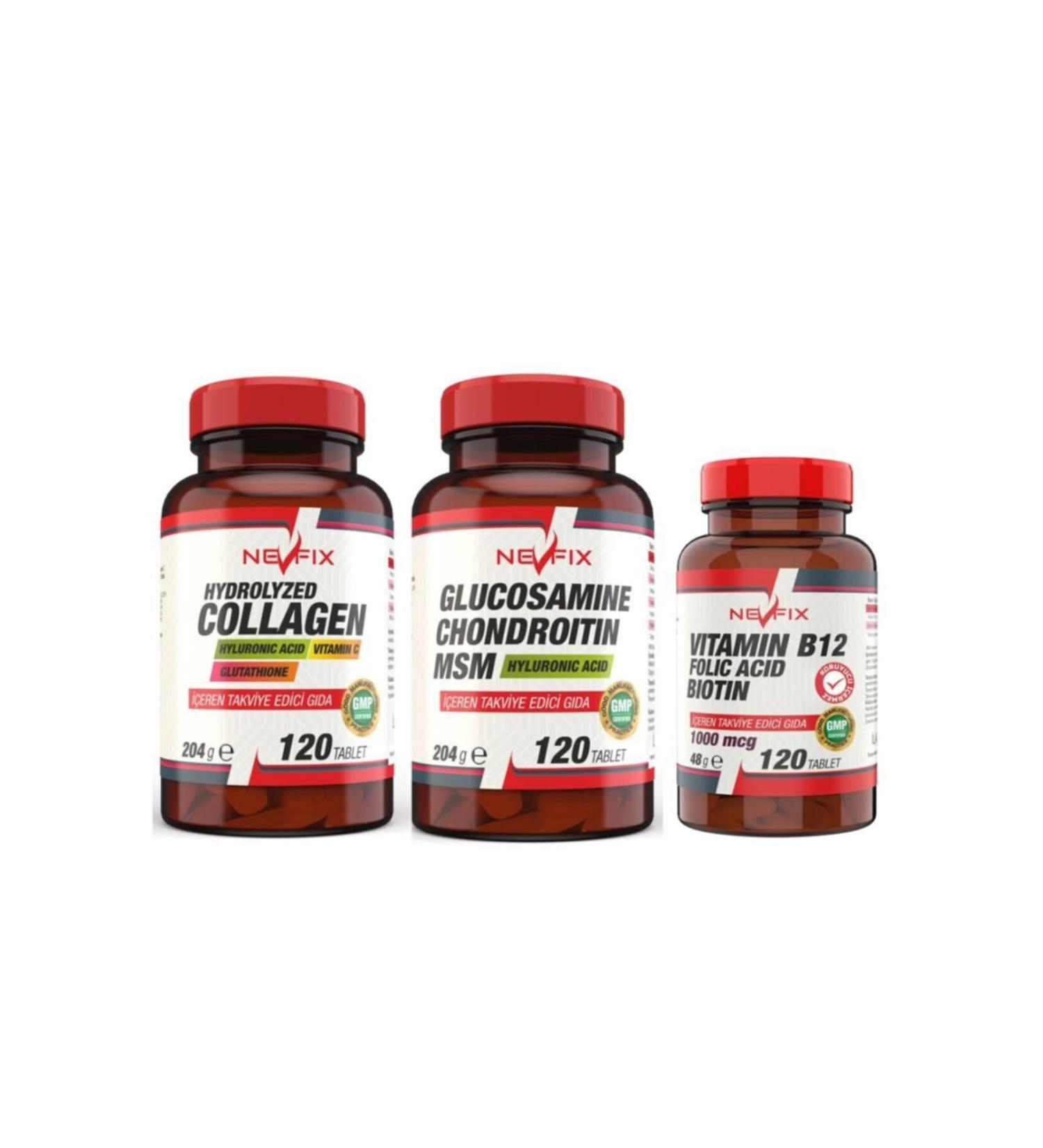 Nevfix Collagen 1000 Mg B12 1000 Mcg Glucosamine 1500 Mg 3 Products 1 of 1 - Buy Online on GoSupps.com