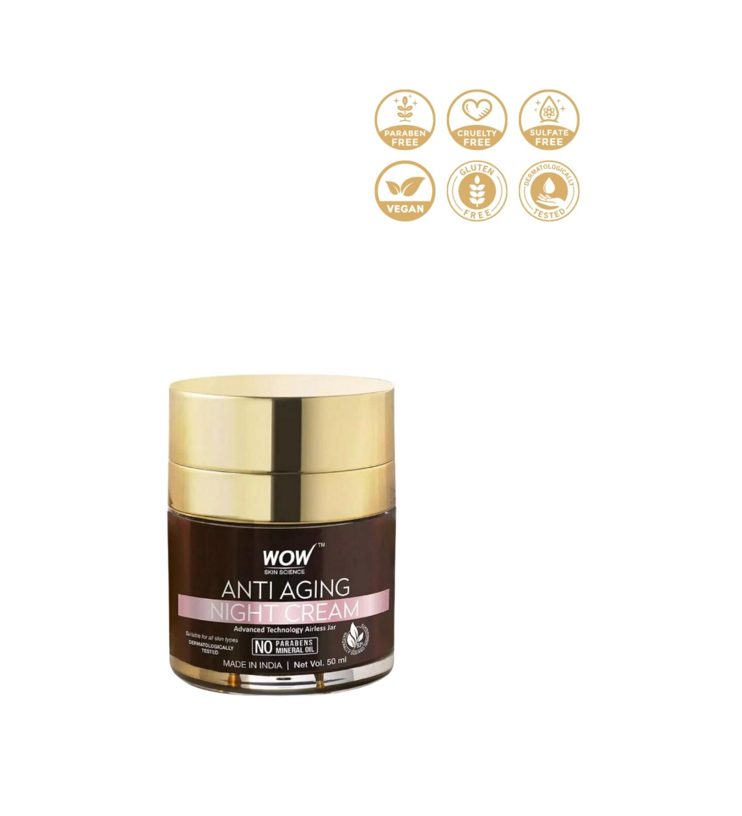 WOW Skin Science Anti Aging Night Skin Cream Natural Content