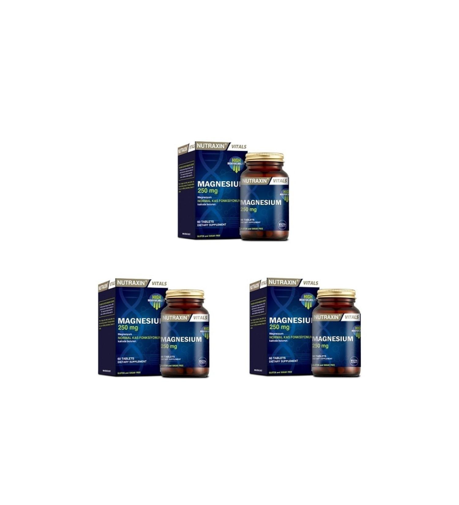 Nutraxin Helps Protect Teeth Magnesium 60 Tablets x 3