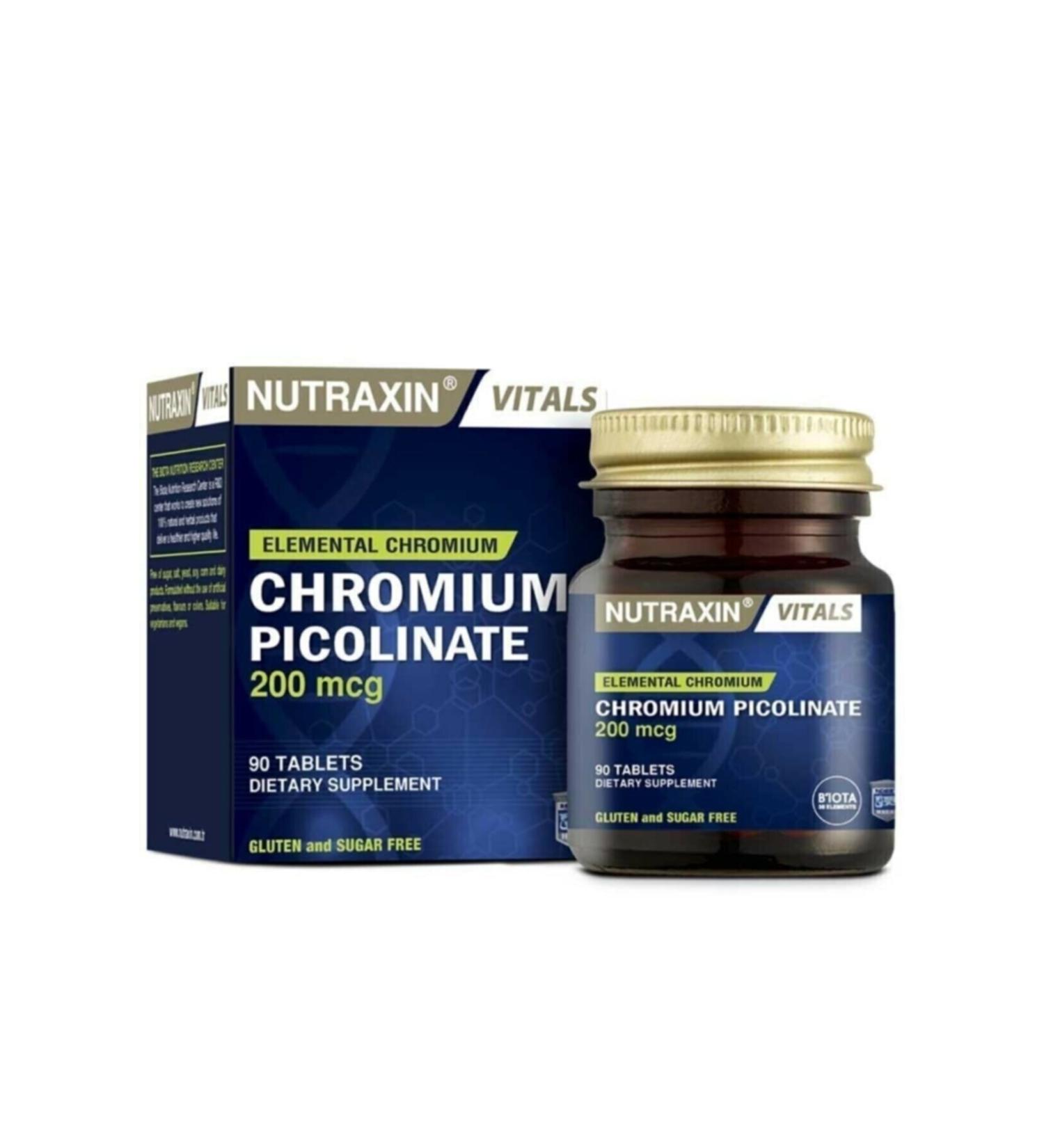 Nutraxin Vitals Chromium Picolinate 200 Mcg 90 Tablets