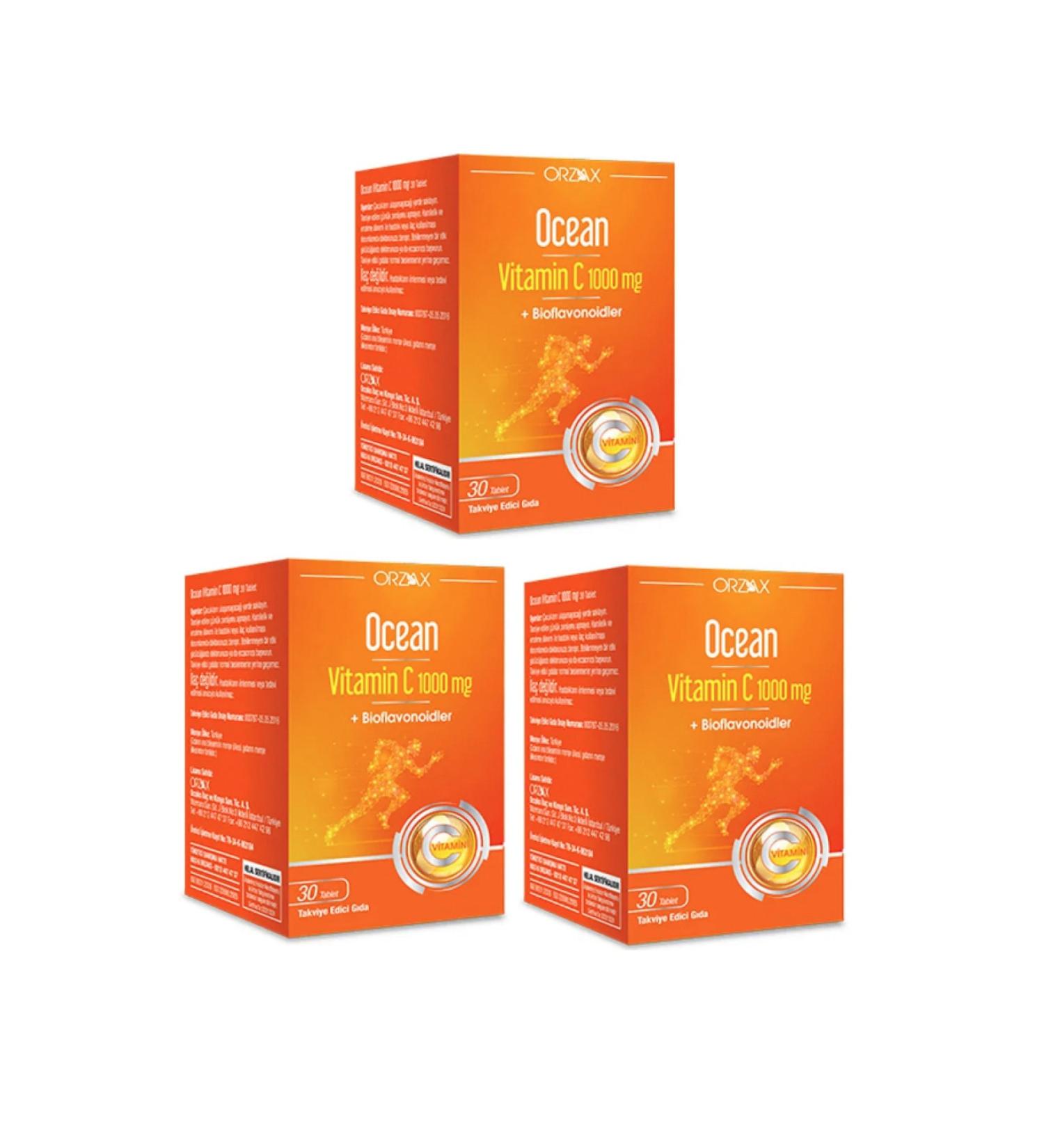 Ocean 1000 Mg Vitamin C 30 Tablets X3 Pieces