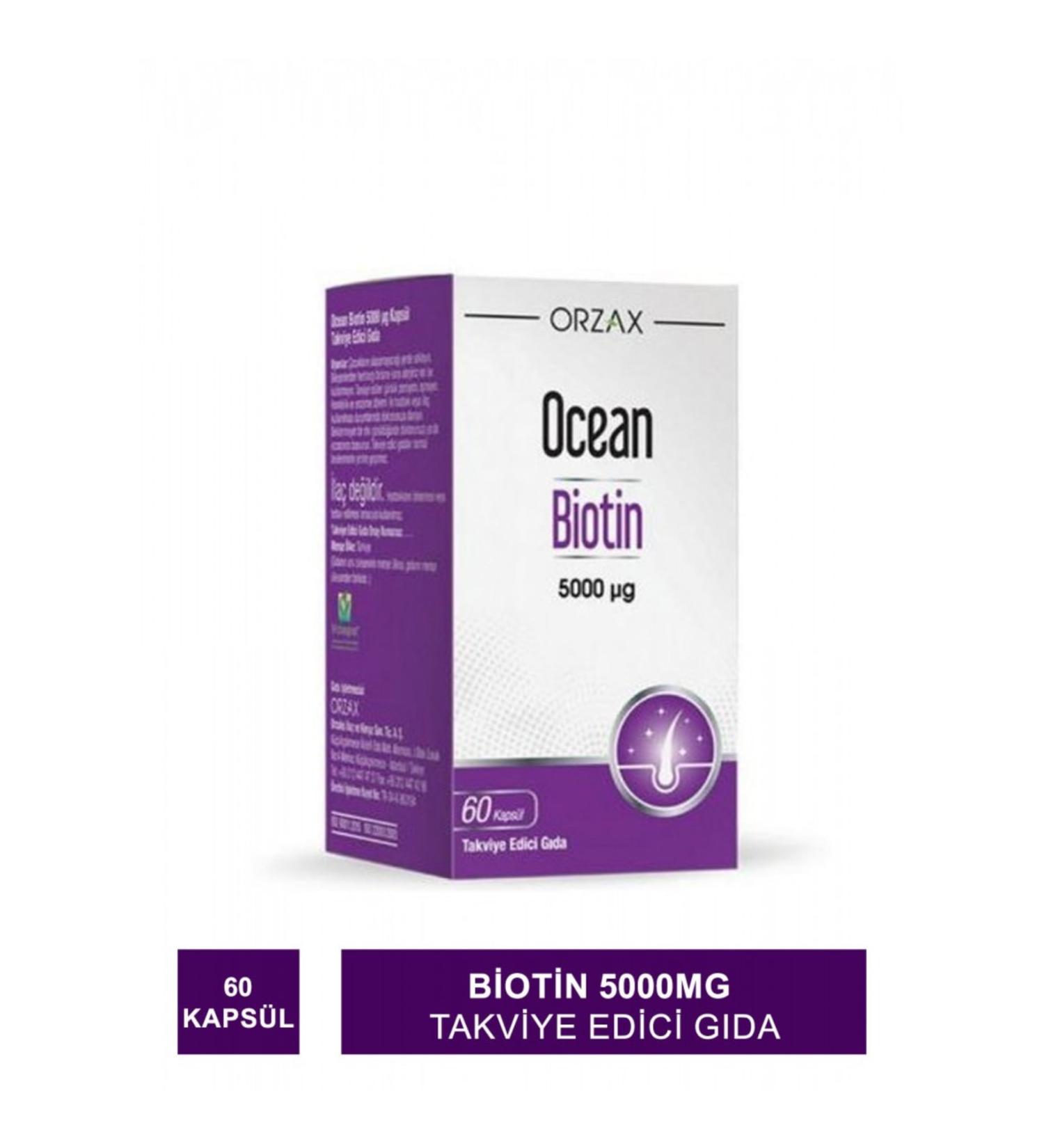 Ocean Biotin 5000mg 60 Capsules Food Supplement