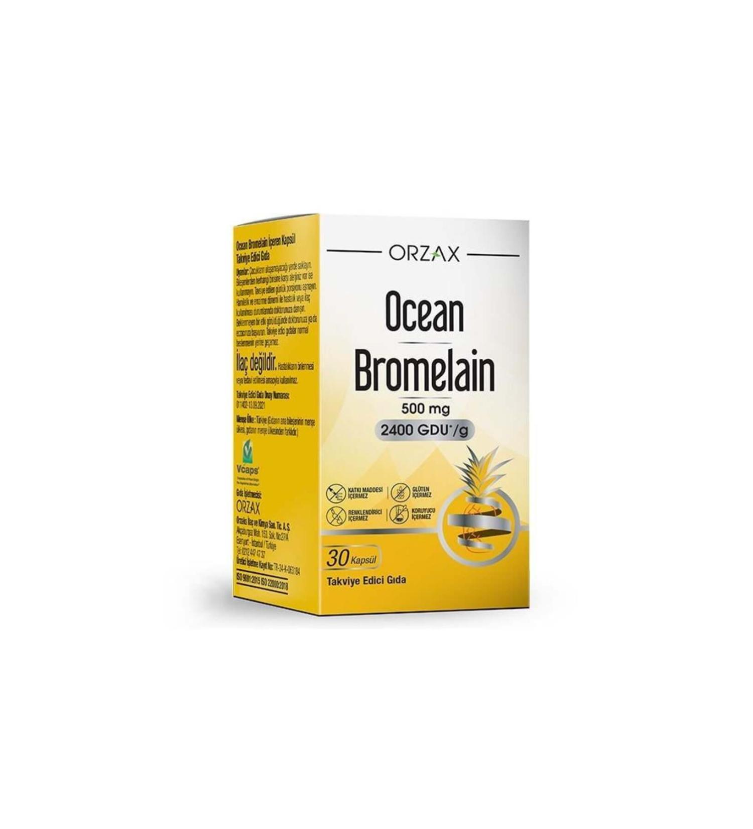 Ocean Bromelain 500 Mg Food Supplement 30 Capsules..orzx
