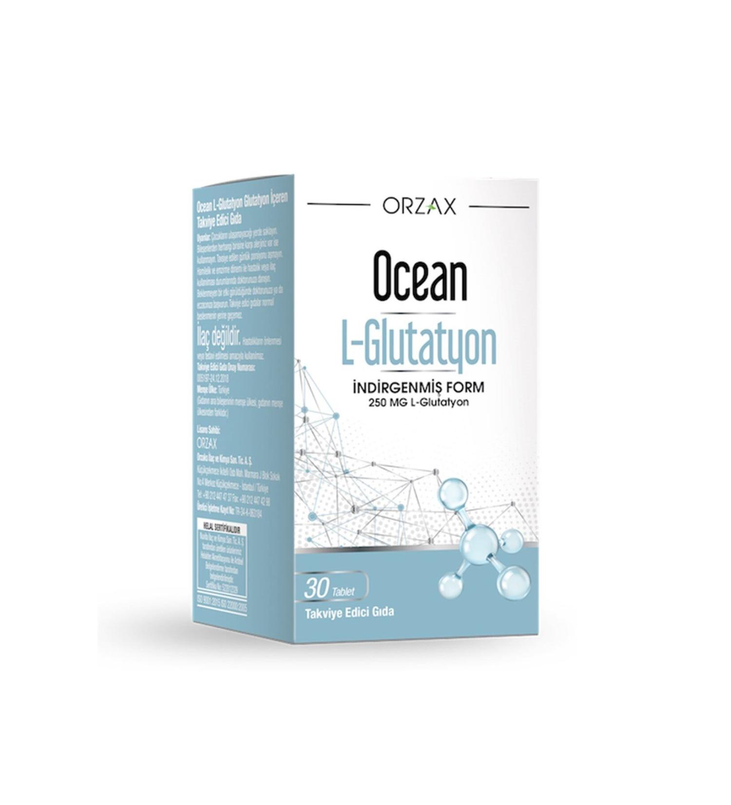 Ocean L-Glutathione 250 mg 30 Tablets Food Supplement Containing L-Glutathione