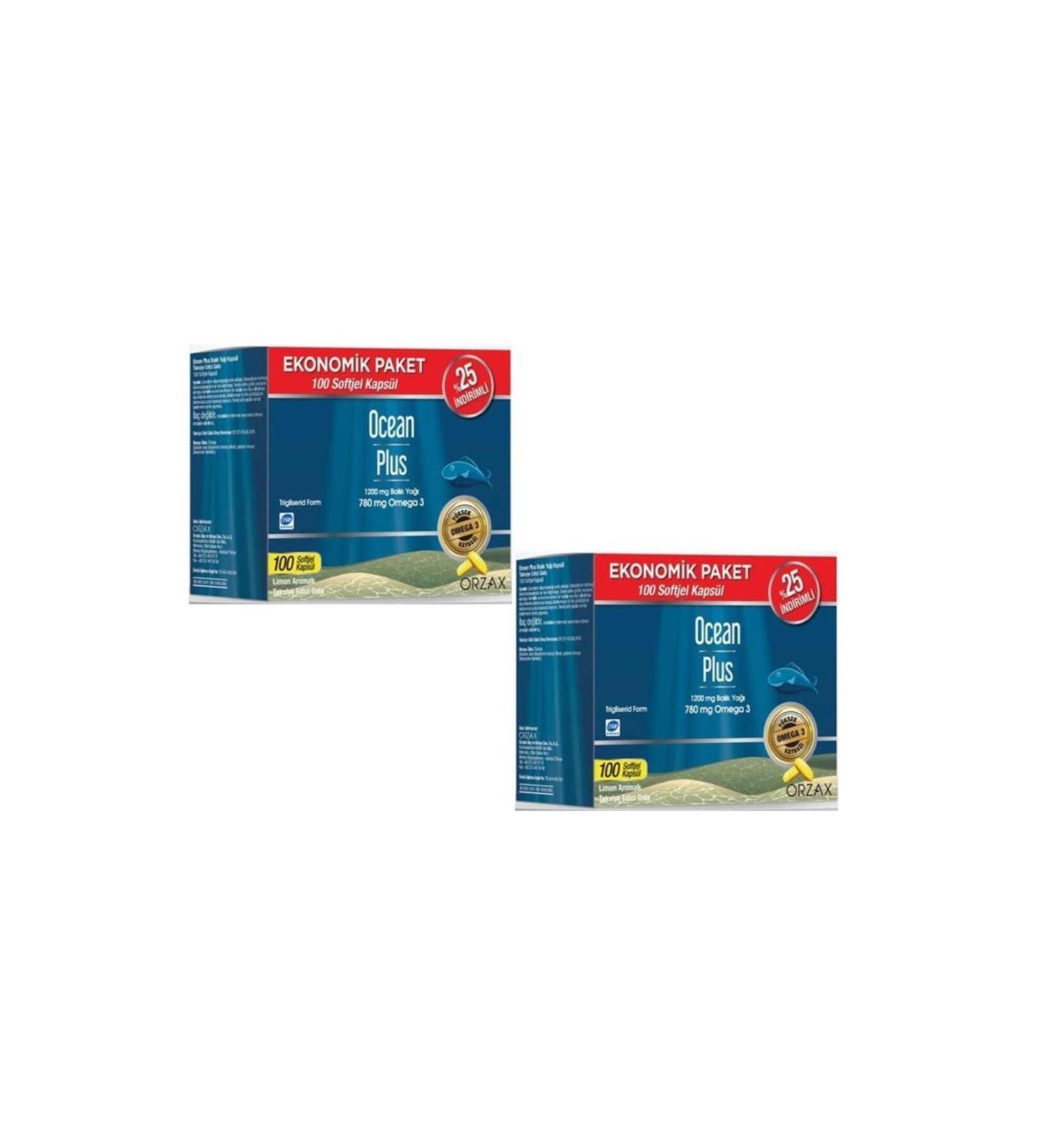 Ocean Plus Omega3 1200 Mg 100 Soft Gel Capsules Economic Package - 2 Pieces