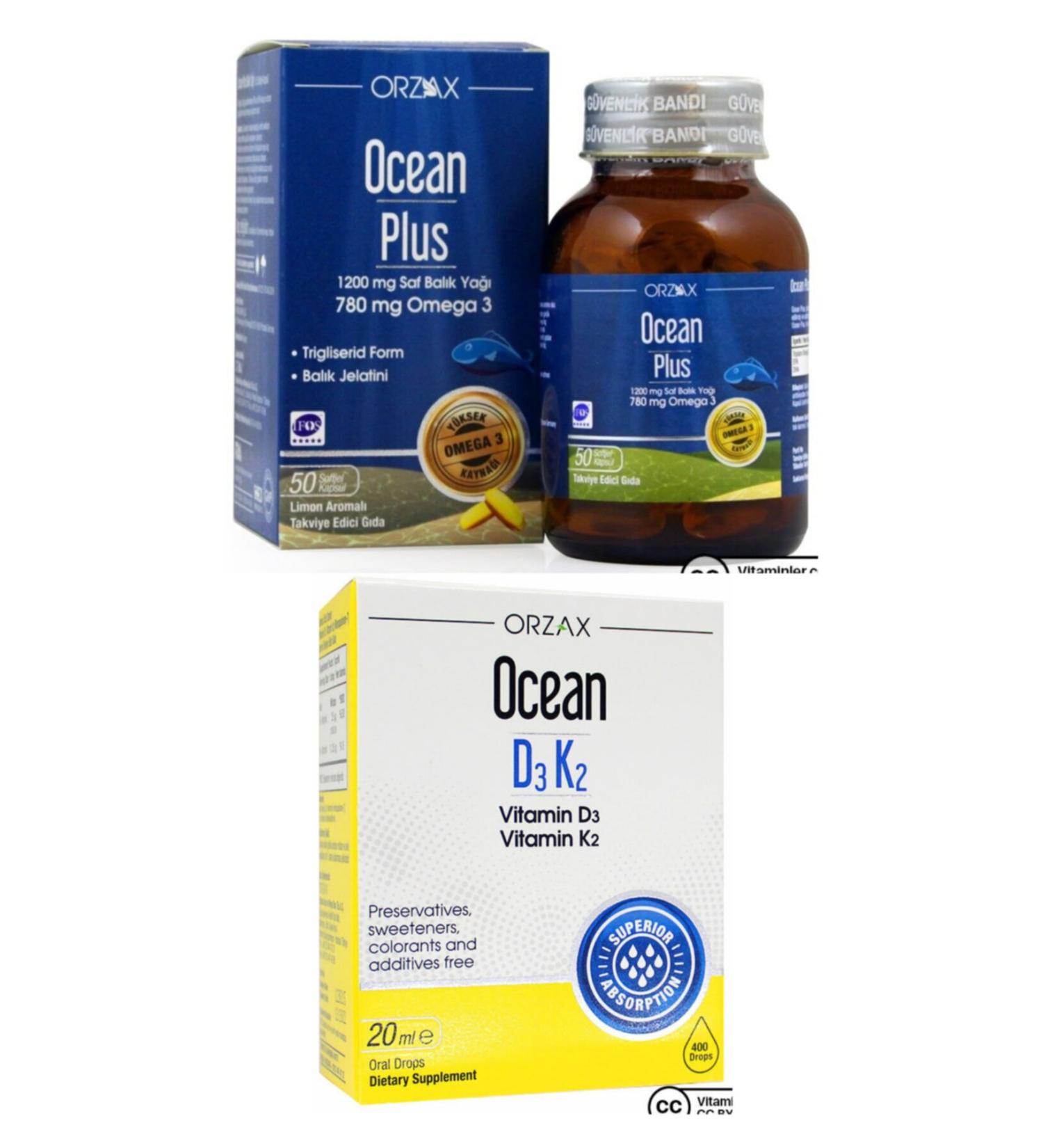 Ocean Ocean Plus Omega3 1200mg 50 Capsules And Ocean Vitamin D3k2 Drops 20ml