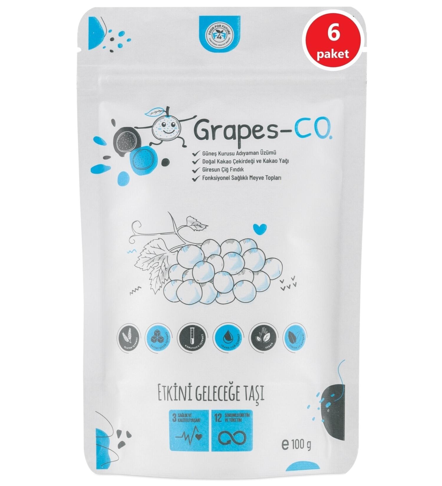 Dark Brown Grape and Hazelnut Additive-Free Fruit Ball Healthy Snack 3x100 gr