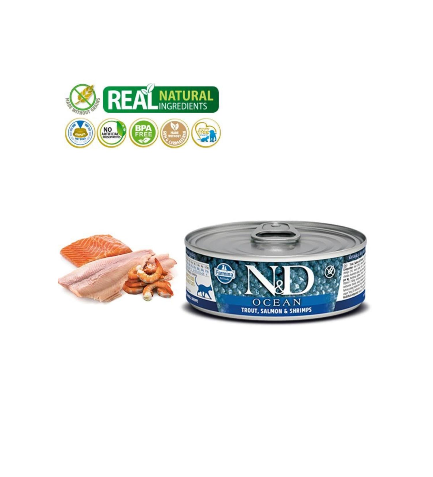 N & D N&D Canned Trout Salmon Shrimp Cat 80g x6