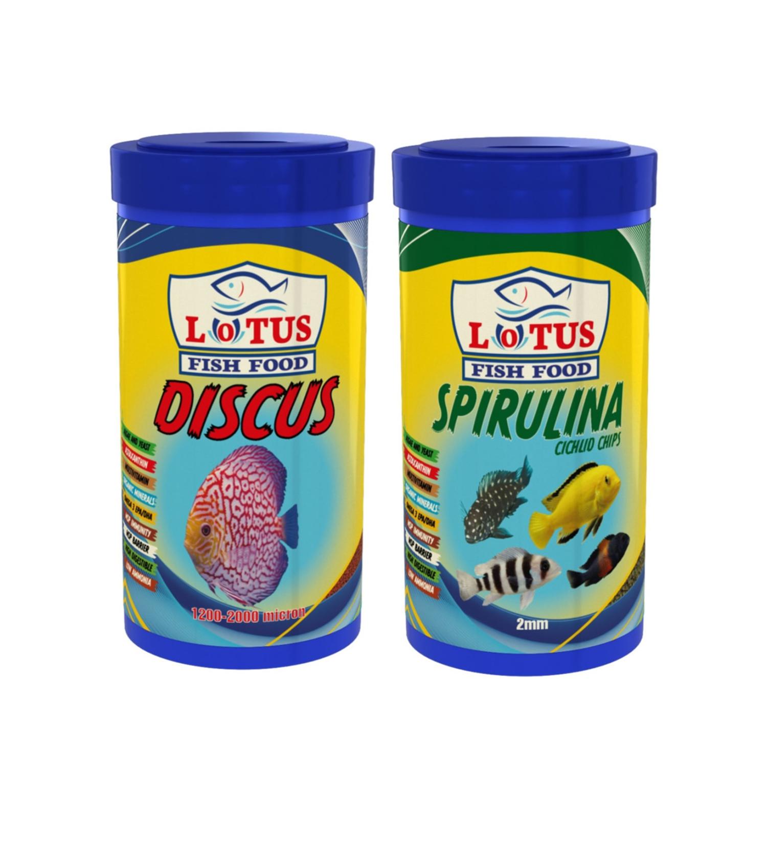 Lotus Discus 1000ml + Spirulina 1000ml Fish Food