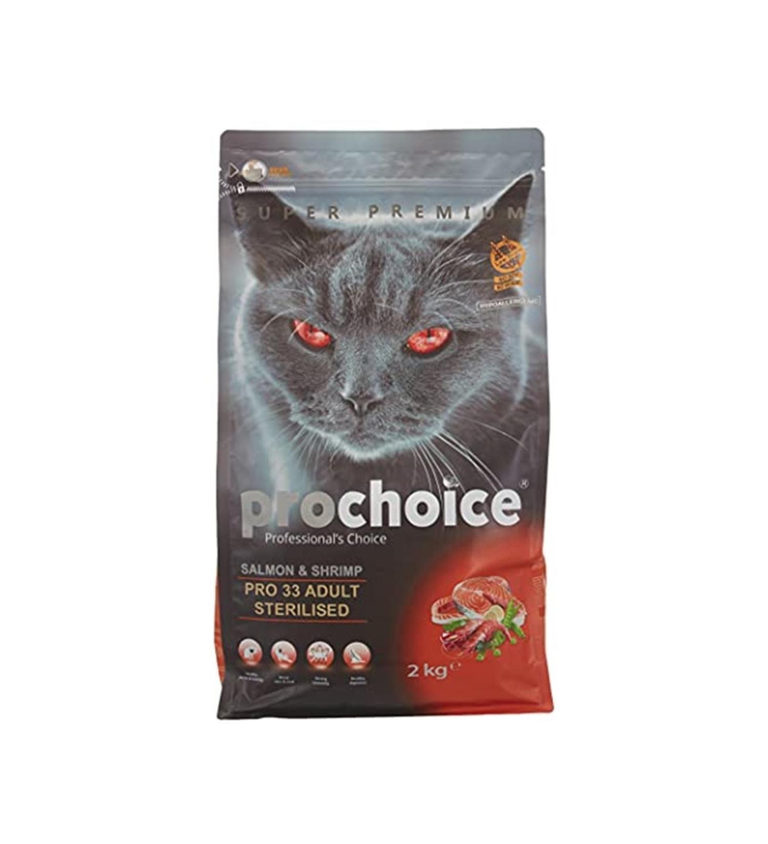 PROCHO SE Pro Choice Pro 33 Adult Salmon Shrimp Sterilized Cat Food with Salmon and Shrimp 2 kg