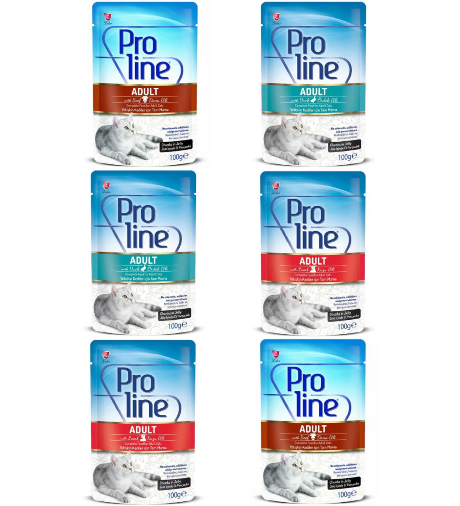 Proline Adult Cat Mixed Pouch Canned Food 100gr - 6 Pieces