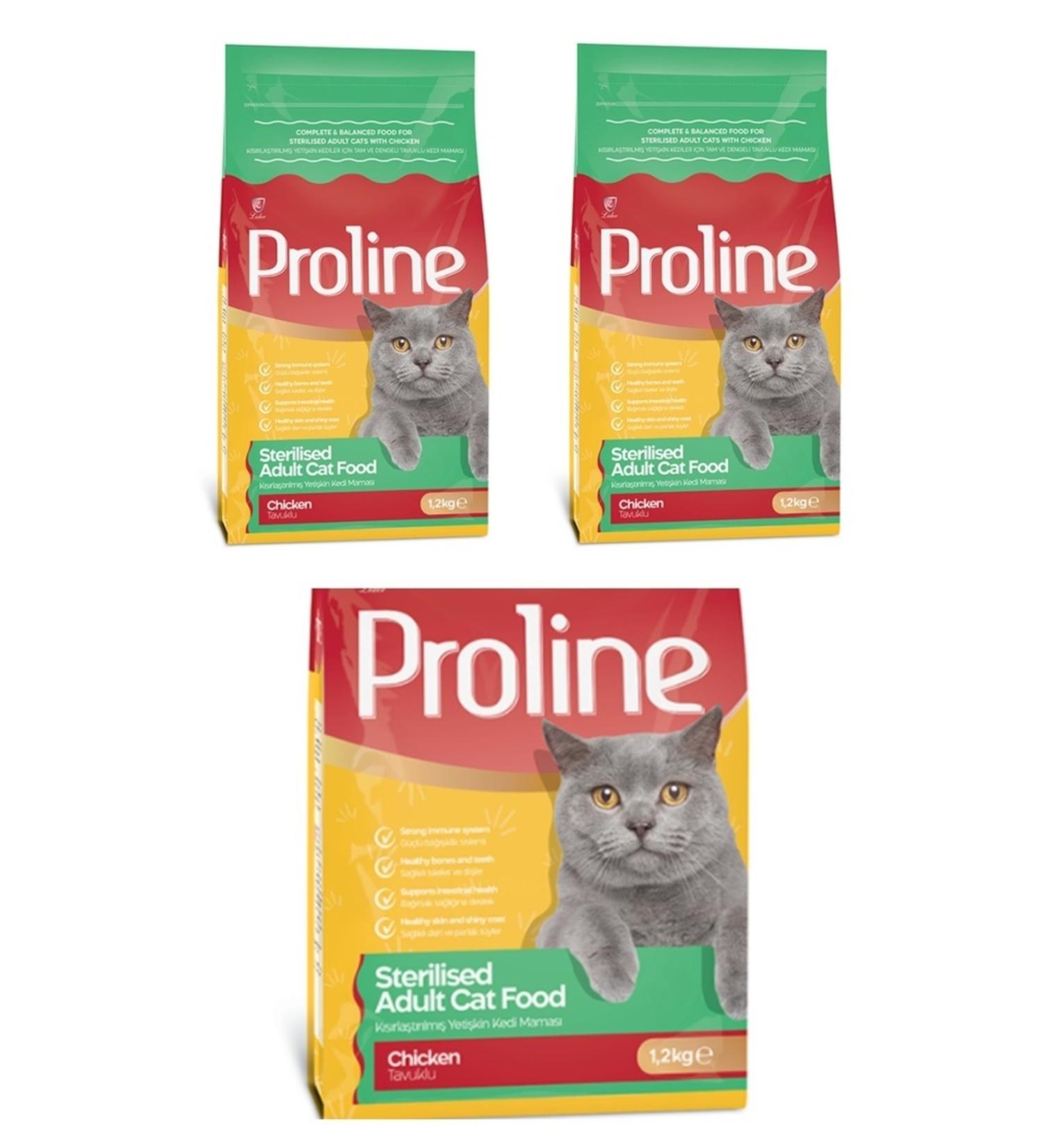 PROLINE Chicken Cat Food for Neutered Cats 1.2 kg (3 pieces)