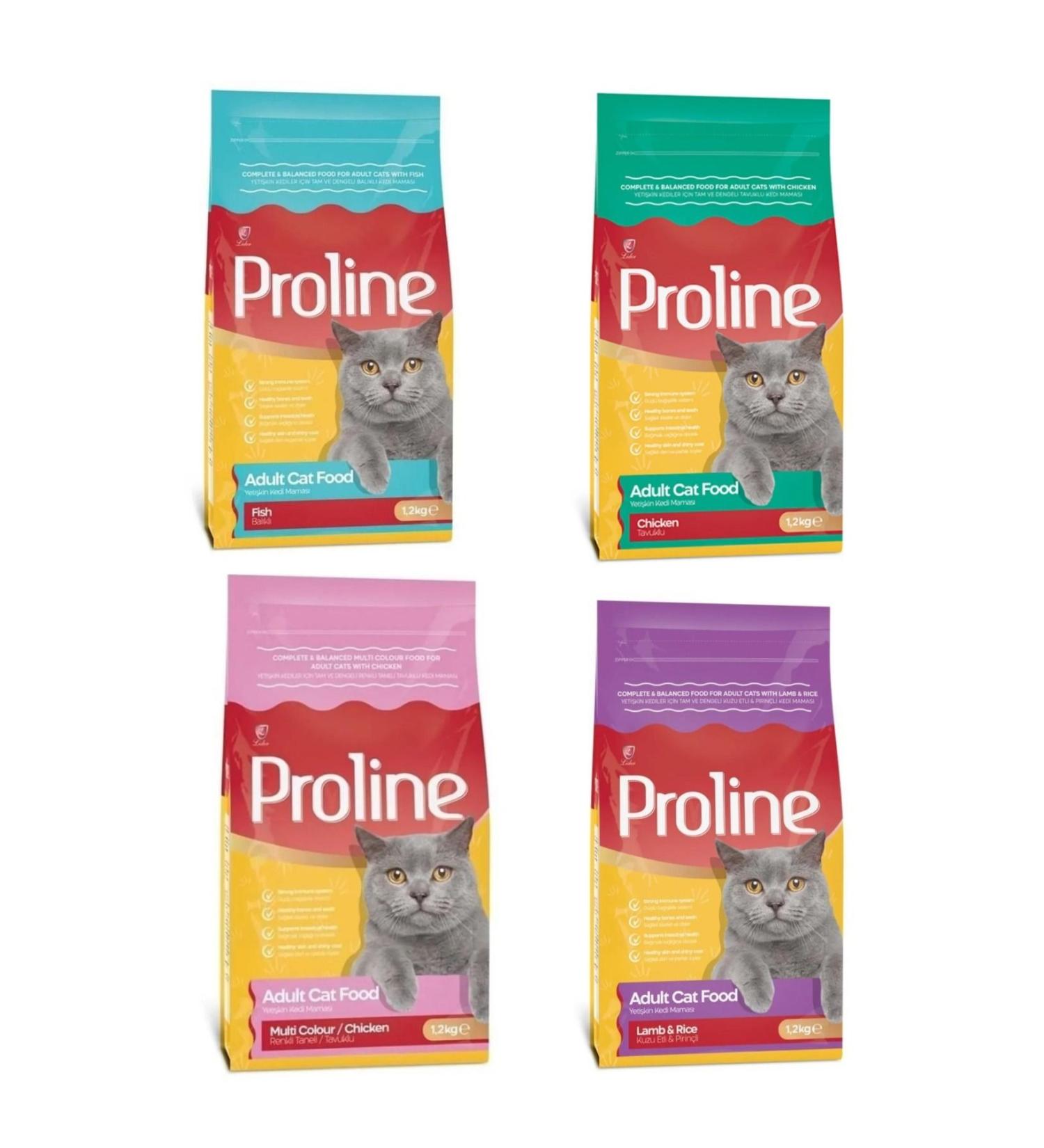 Proline Chicken Fish Lamb Colored (Locked Packaging) Cat Food 1200 gr X 4 Packages - Buy Online on GoSupps.com