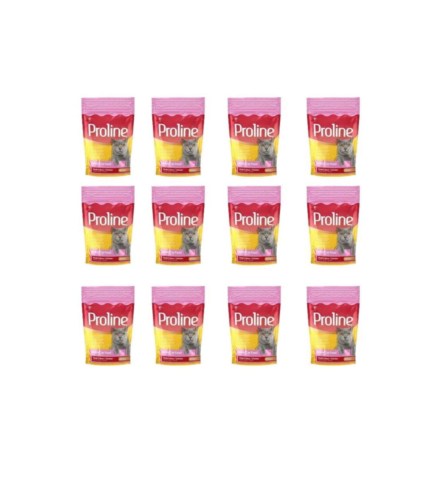 Proline Colorful Granular Chicken Adult Cat Food 400 Gr X 12 Pieces
