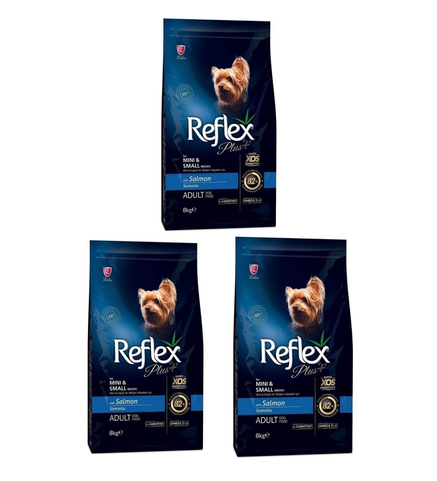 Reflex Plus Mini and Small Breed Adult Dog Food with Salmon 8kg (3 Pieces)