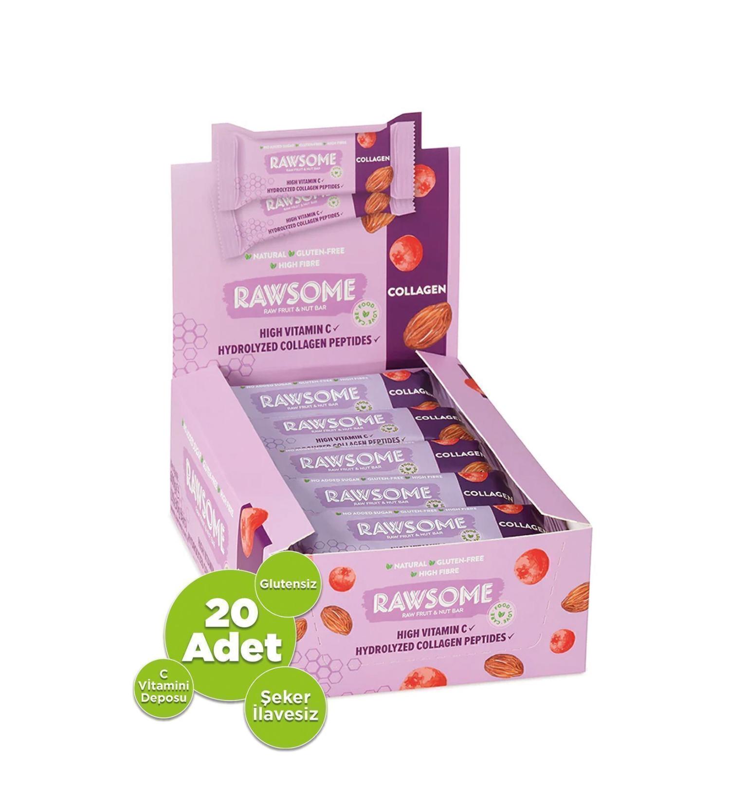 Rawsome Collagen Bar Gluten Free and Sugar Free 30g X 20 Pieces - Buy Online on GoSupps.com