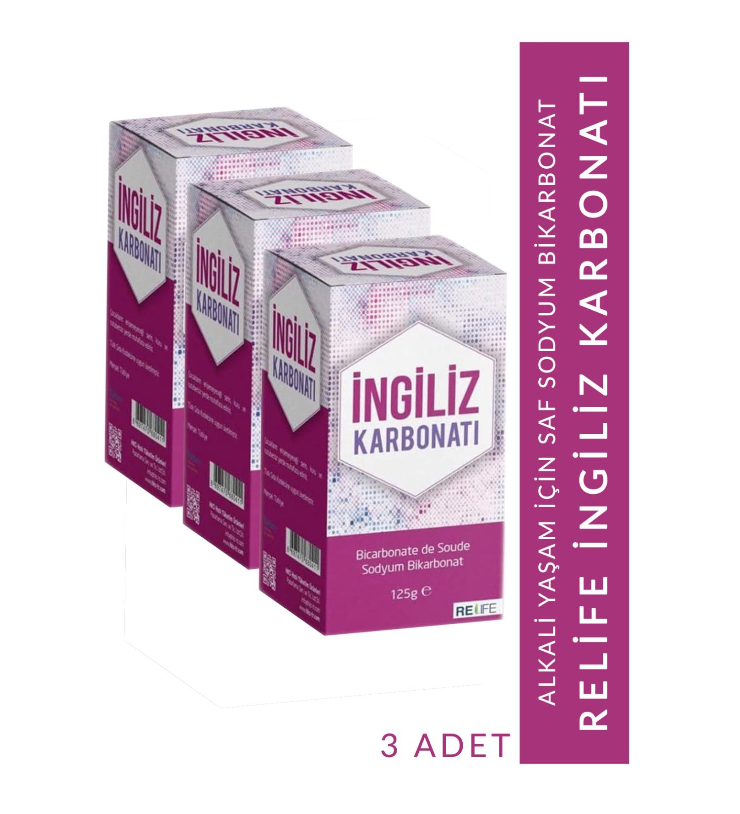 Relife 3 Pieces Pure English Baking Soda 125 gr Sodium Bicarbonate Alkaline Life - Buy Online on GoSupps.com