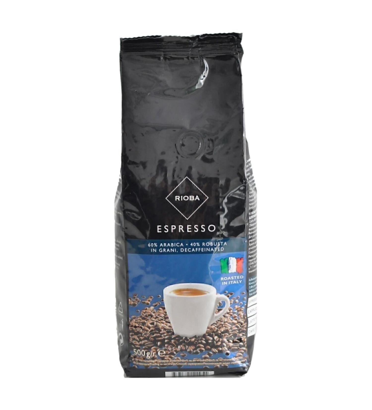 Rioba Espresso Arabica Robusta In Grani *decaffeinated Coffee Beans 500 Gr - Buy Online on GoSupps.com