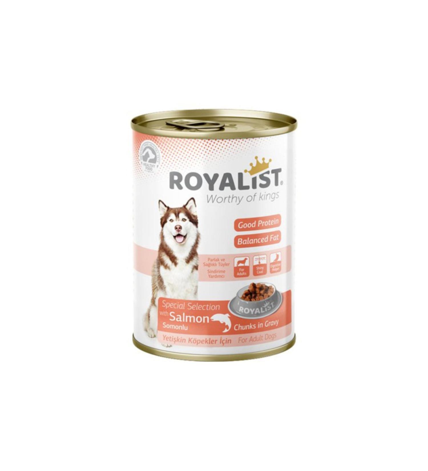 Royalist Adult Dog Canned Food with Salmon and Gravy Sauce 400 Gr 12 Pieces