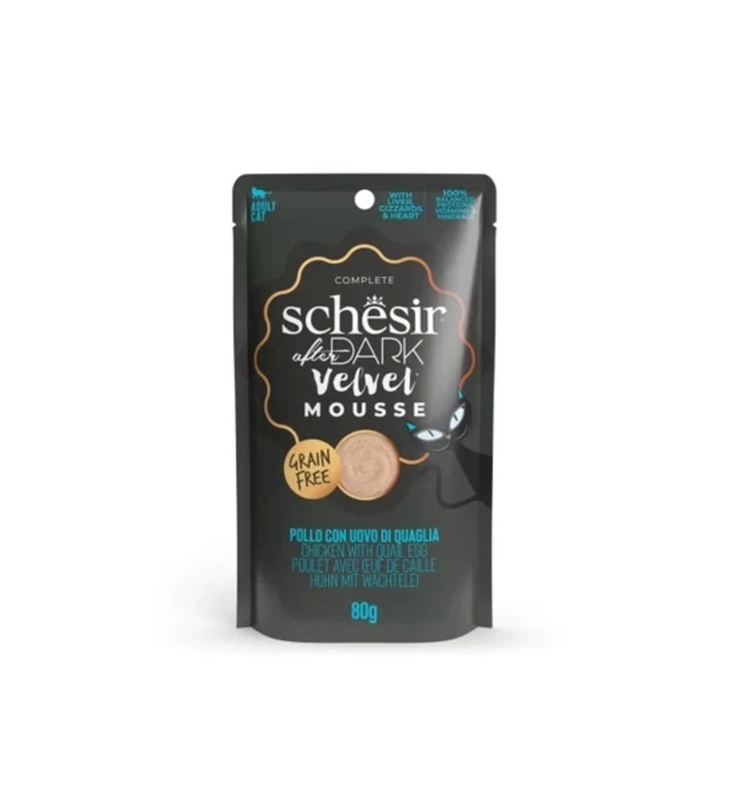 Schesir After Dark Velvet Mousse Adult Cat Wet Food with Chicken and Quail Eggs 80 gr