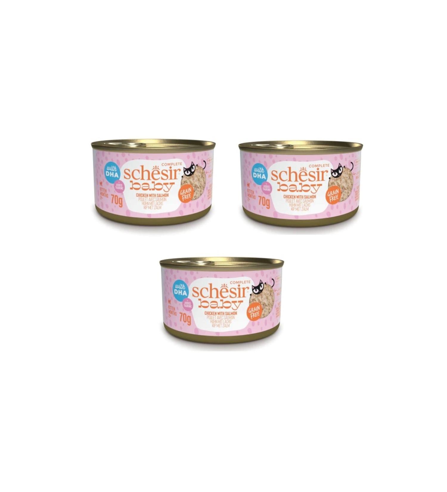 Schesir Baby Cat Chicken and Salmon Kitten Canned Food 70 Gr. X 3 Pieces
