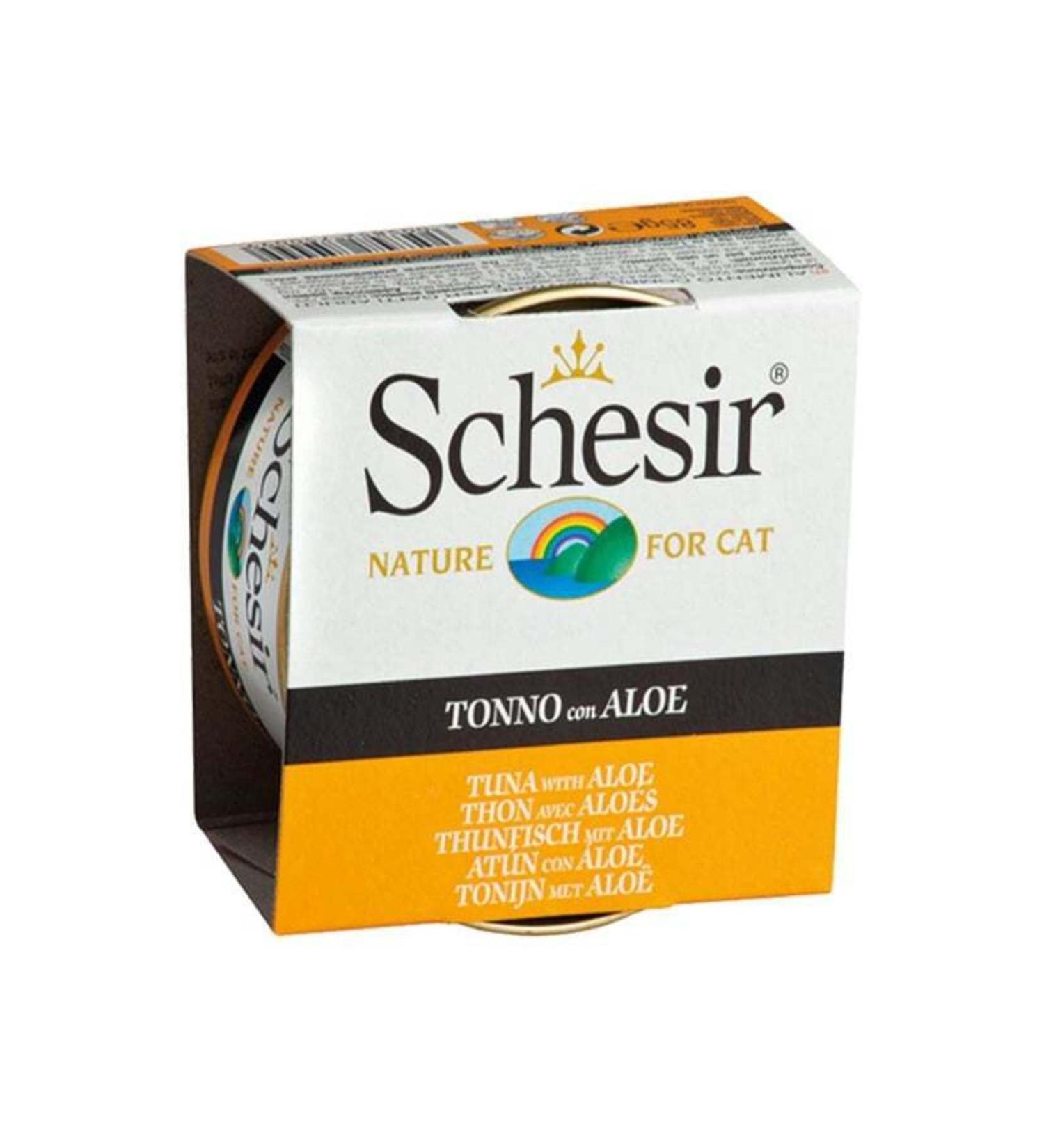 Canned Cat Food with Chicken and Ham in Schesir Sauce 70 Gr X 6 Pieces