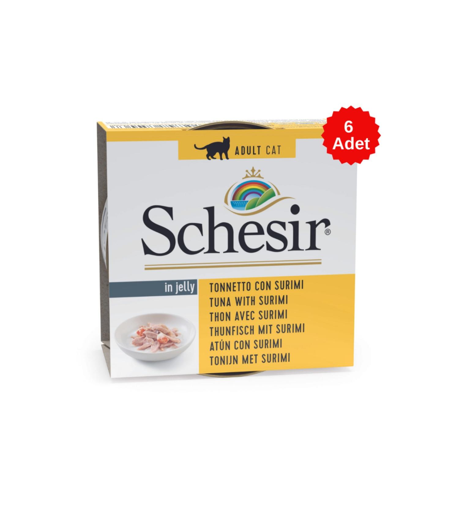 Schesir Cat Jelly Tuna and Shrimp Cat Canned Food 85 Gr 6 Pieces