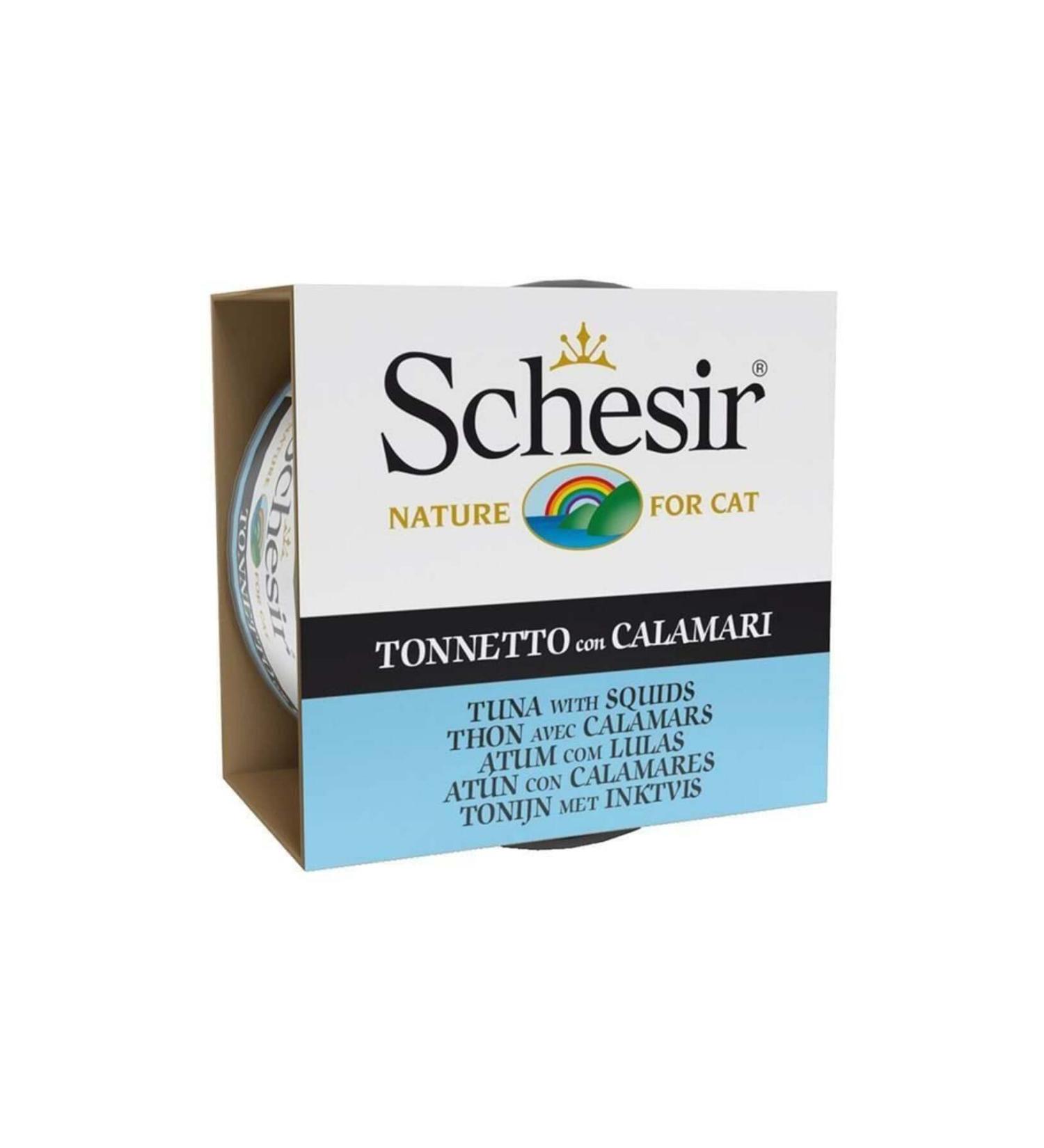 Schesir Tuna and Squid Adult Canned Cat Food 85 Gr