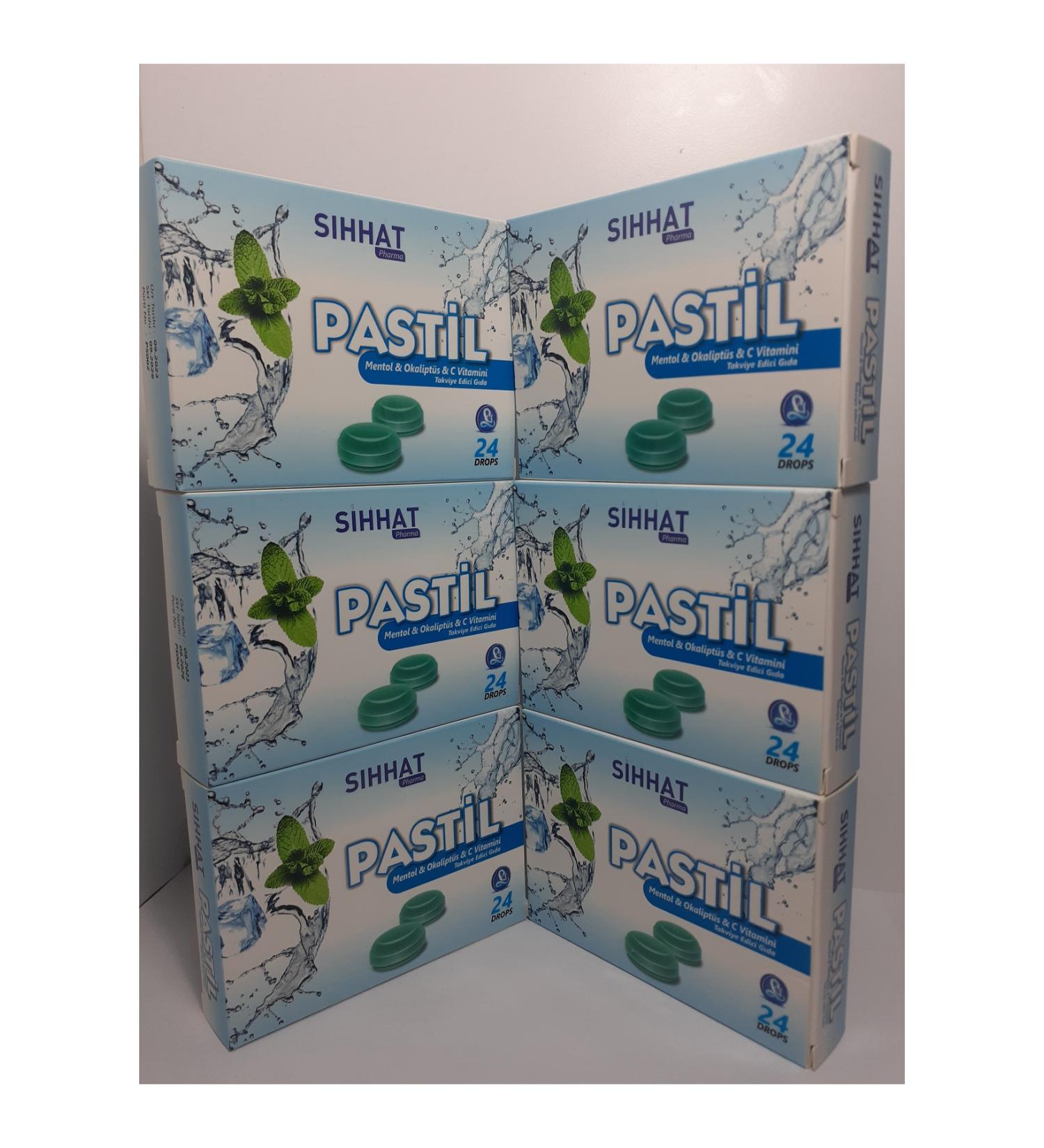 S hhat Pharma Throat Lozenge Menthol & Eucalyptus & Vitamin C 24 Drops X 6 Pieces