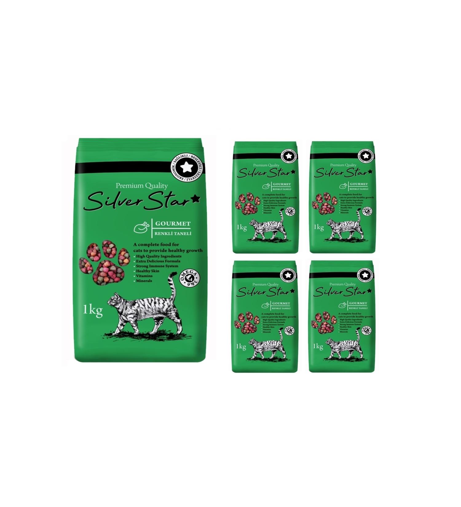 Silver Star Premium Silverstar Gourmet Colorful Granular Adult Cat Food 1 Kg * 5 Pieces