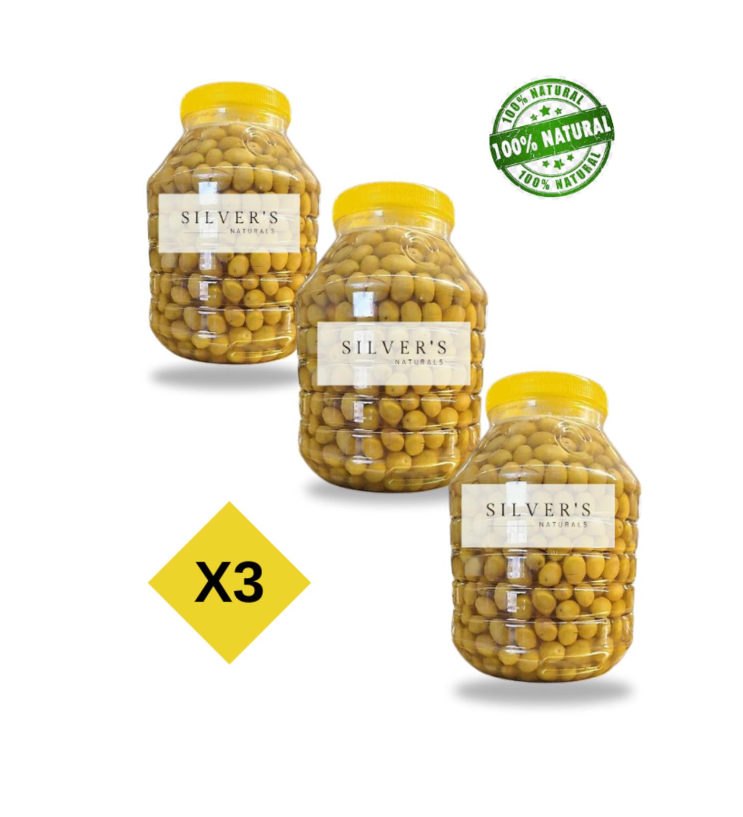 Silver's Naturals Hatay Halhal Green Cracked Olives 5 canisters - 3 pieces