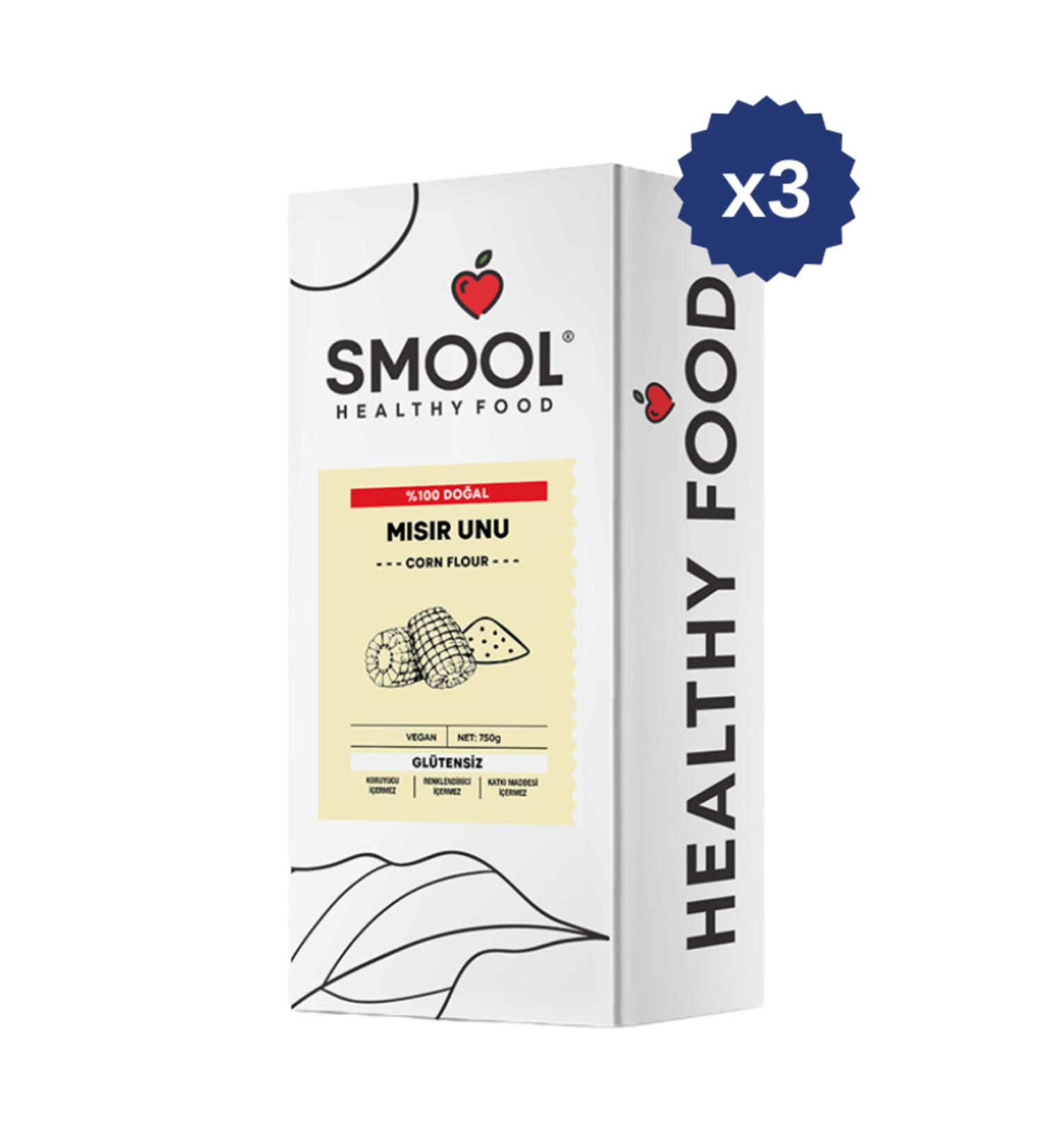 SMOOL Corn Flour 750 gr x 3 GLUTEN-FREE VEGAN ADDITIVE-FREE