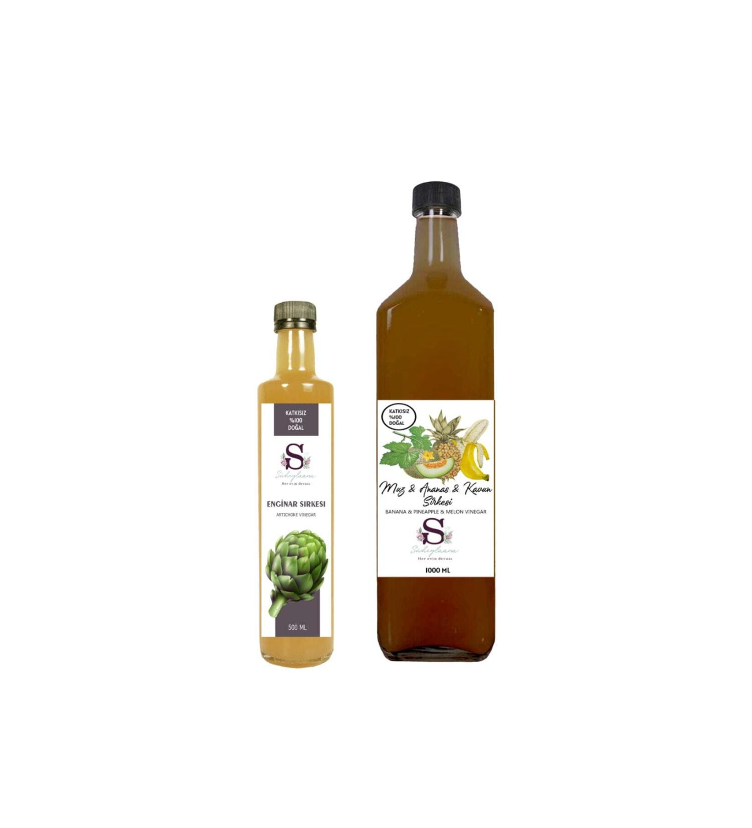 S heylaana Natural Artichoke Vinegar 500 Ml - Natural Banana & Pineapple & Melon Vinegar 1000 Ml