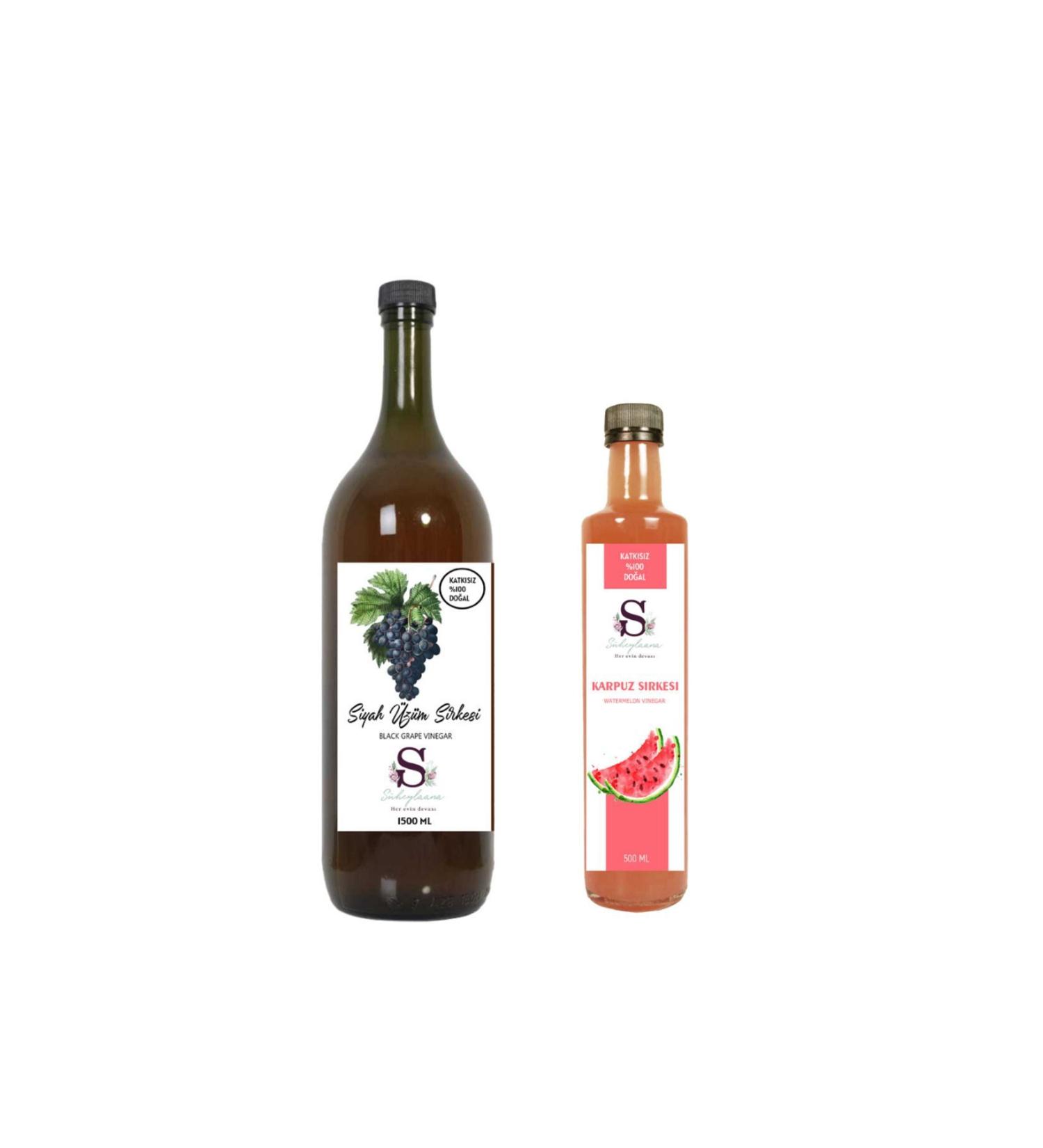 S heylaana Natural Black Grape Vinegar 1500 Ml - Natural Watermelon Vinegar 500 Ml