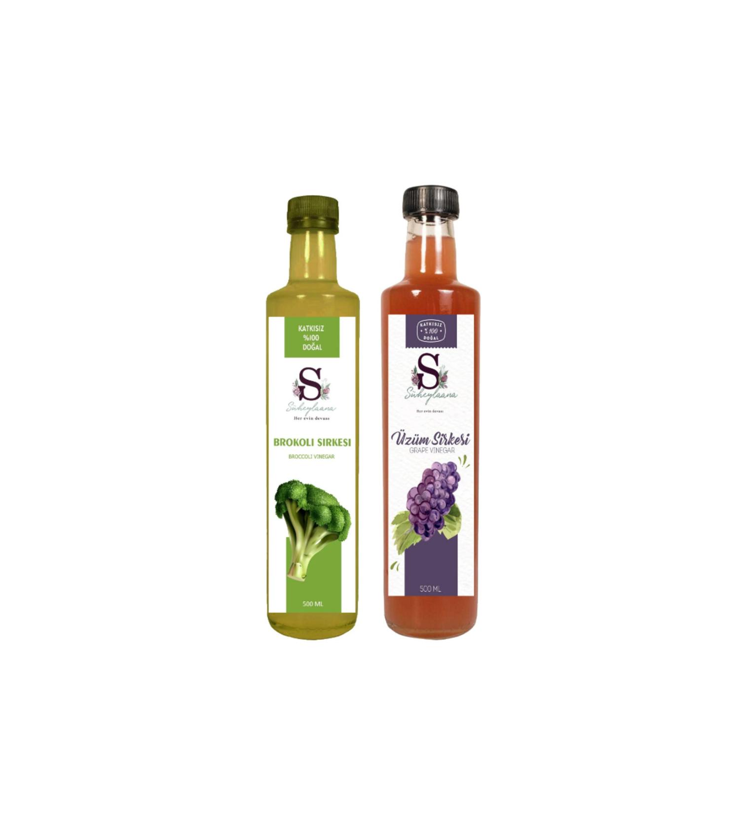 S heylaana Natural Broccoli Vinegar 500 ml and Grape Vinegar 500 ml