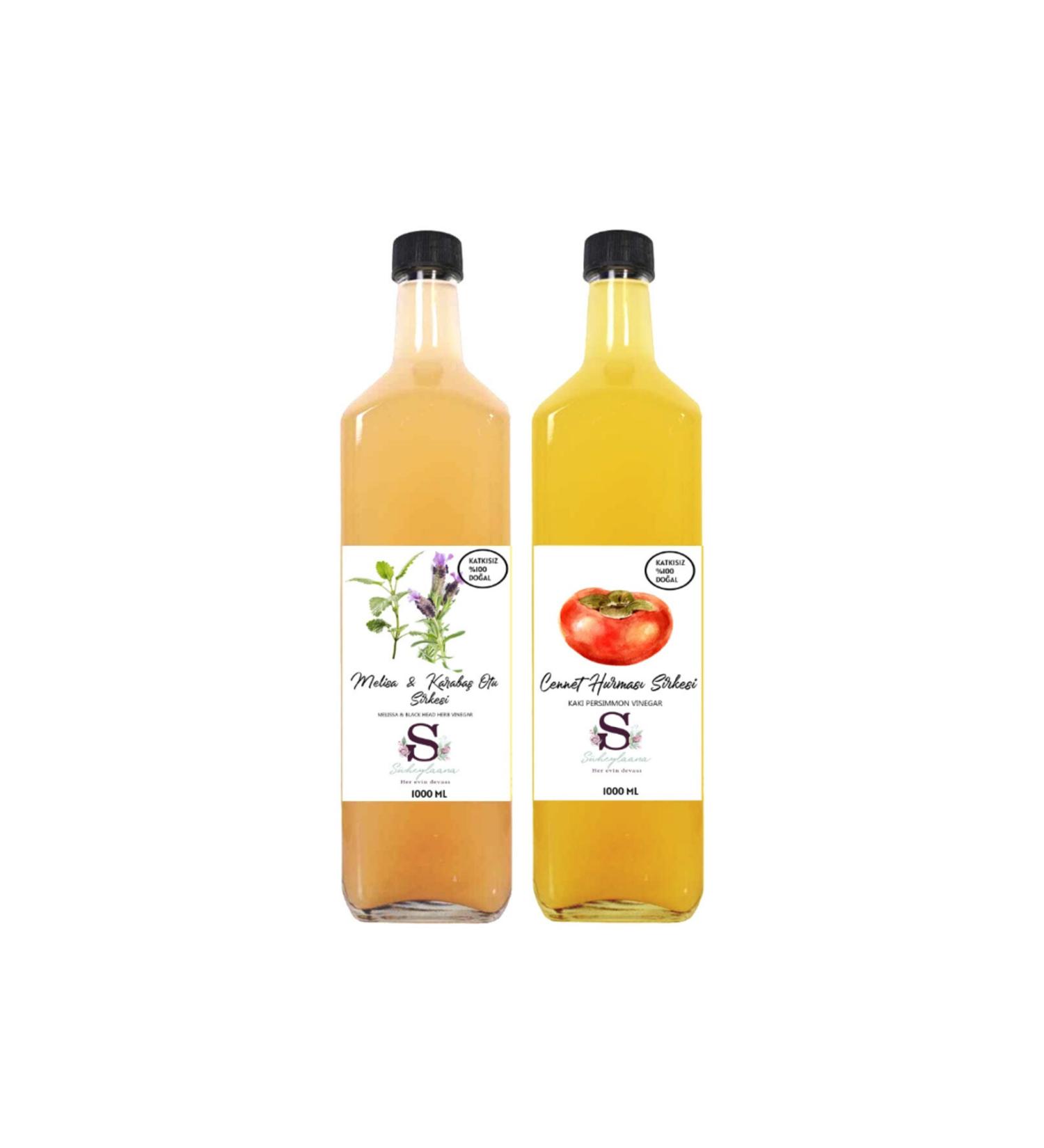 Suheylaana Natural Melissa & Black Pepper Vinegar 1000 ml and Pear Vinegar 1000 ml