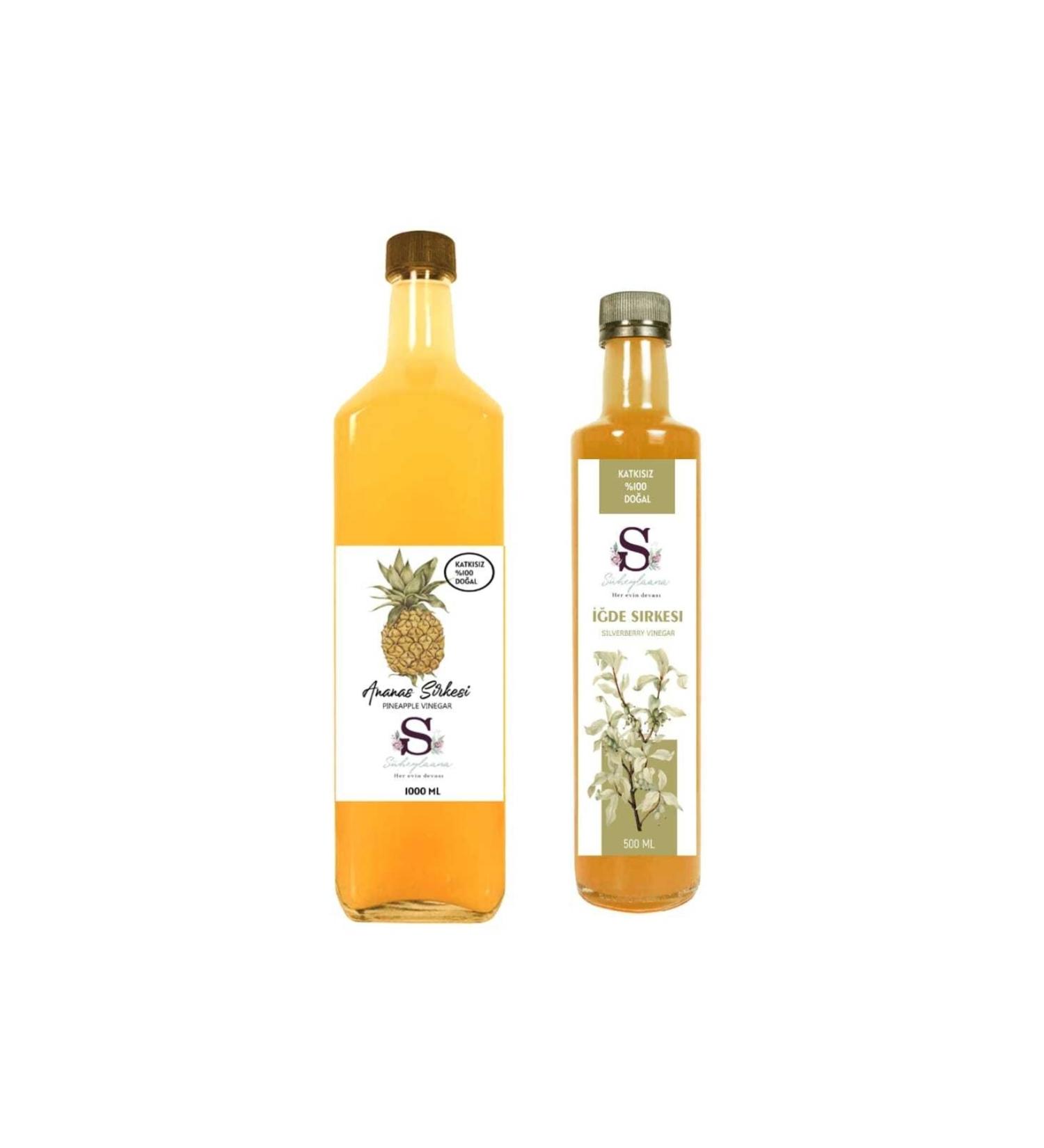 S heylaana Natural Pineapple Vinegar 1000 ml and Carob Vinegar 500 ml