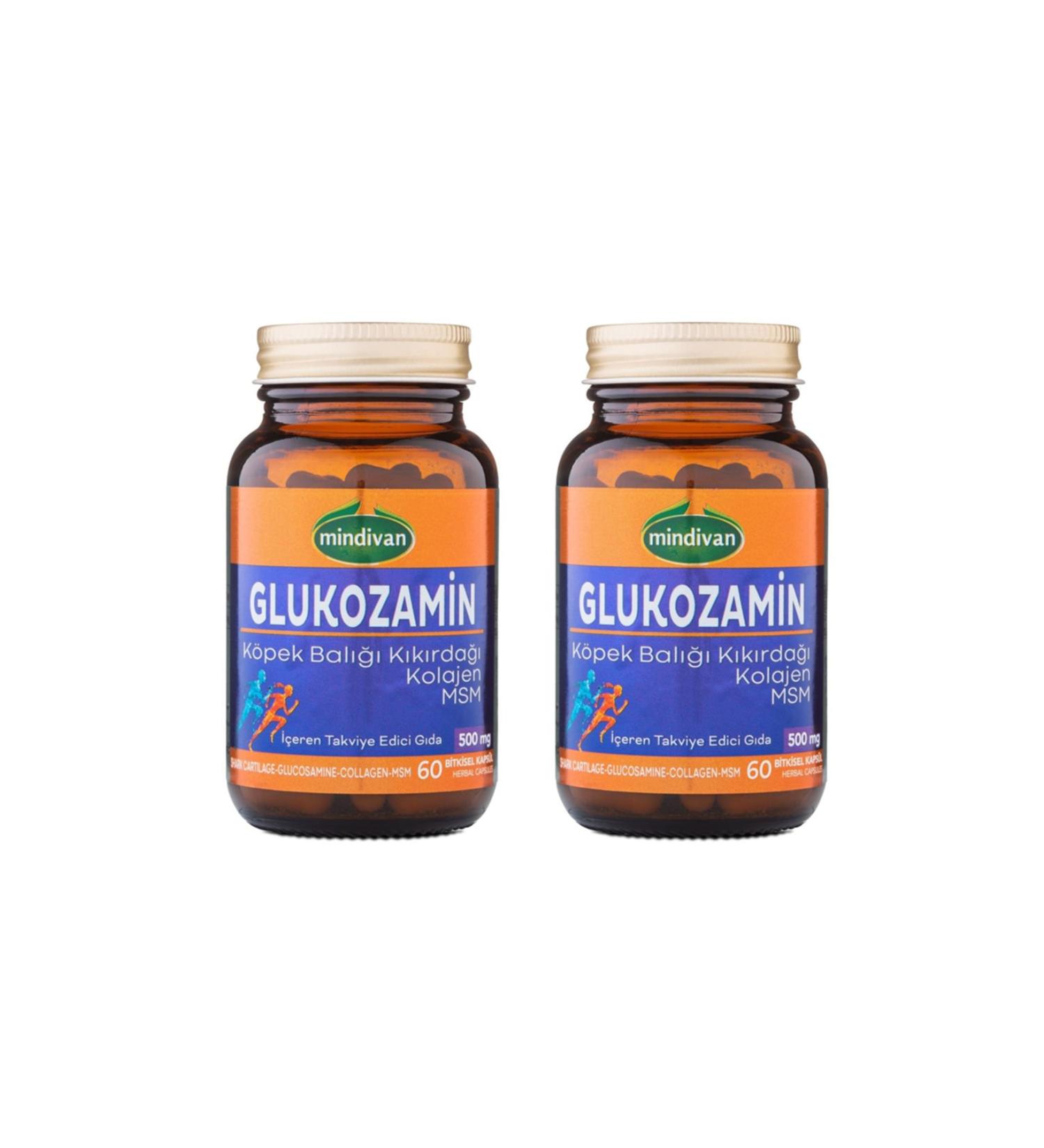 Mindivan Glucosamine Shark Cartilage Collagen MSM 60 Capsules x2 PCS