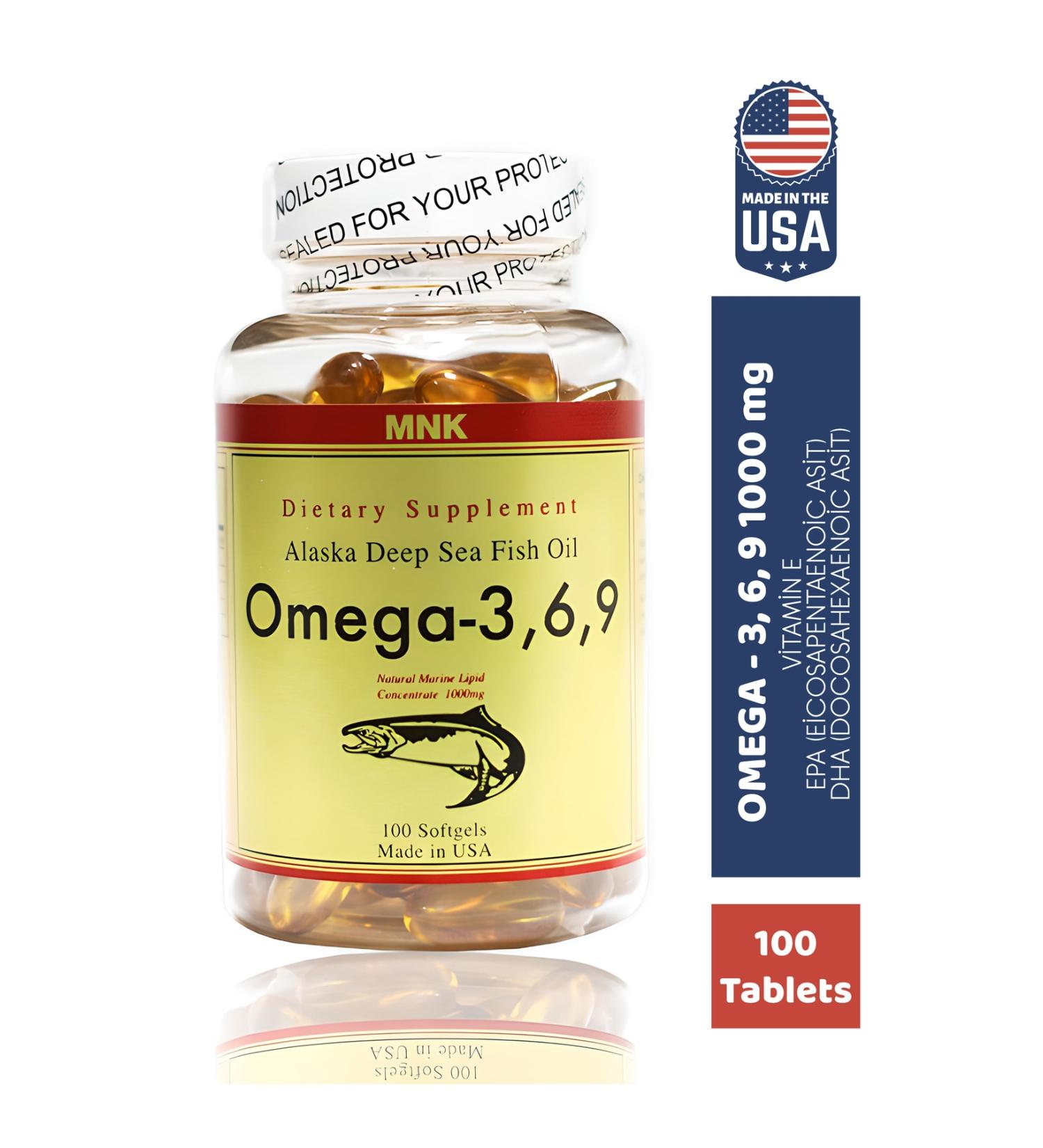Mnk Omega 3-6-9 Fish Oil 1000 Mg 100 Softgel USA