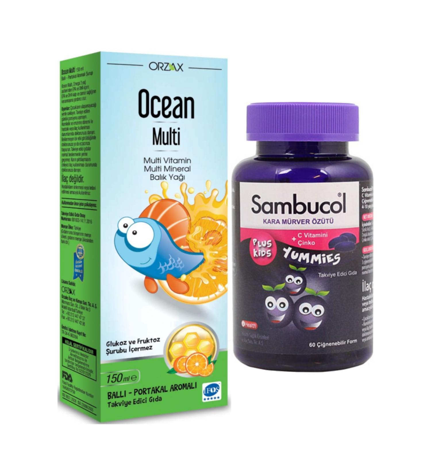 Ocean Multi Syrup 150ml + Sambucol Plus Kids Yummies 60 Chewable Form