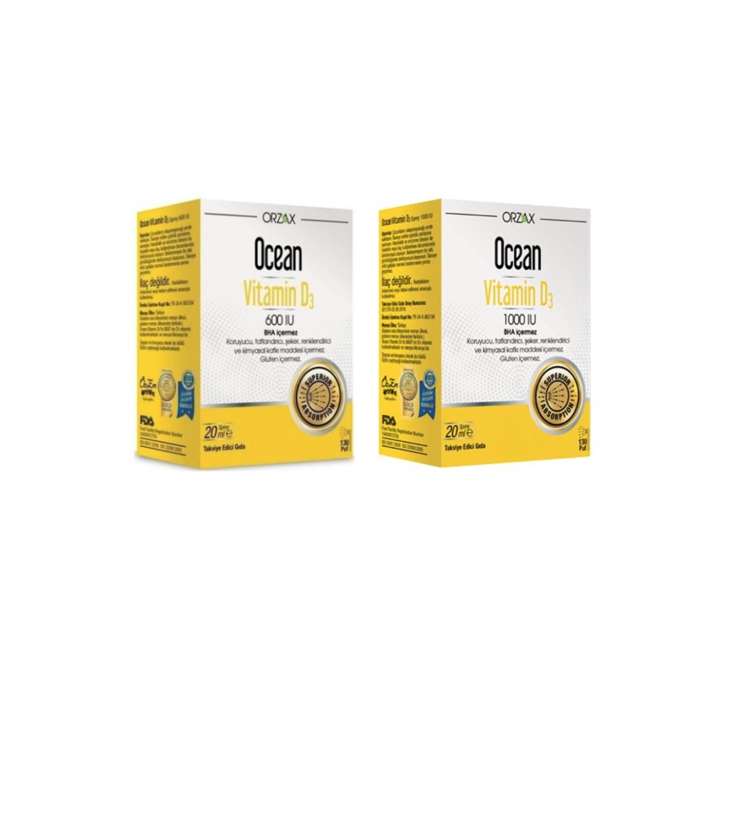 Orzax Vitamin D3 Spray for Children and Adults 20 Ml X3 Pieces