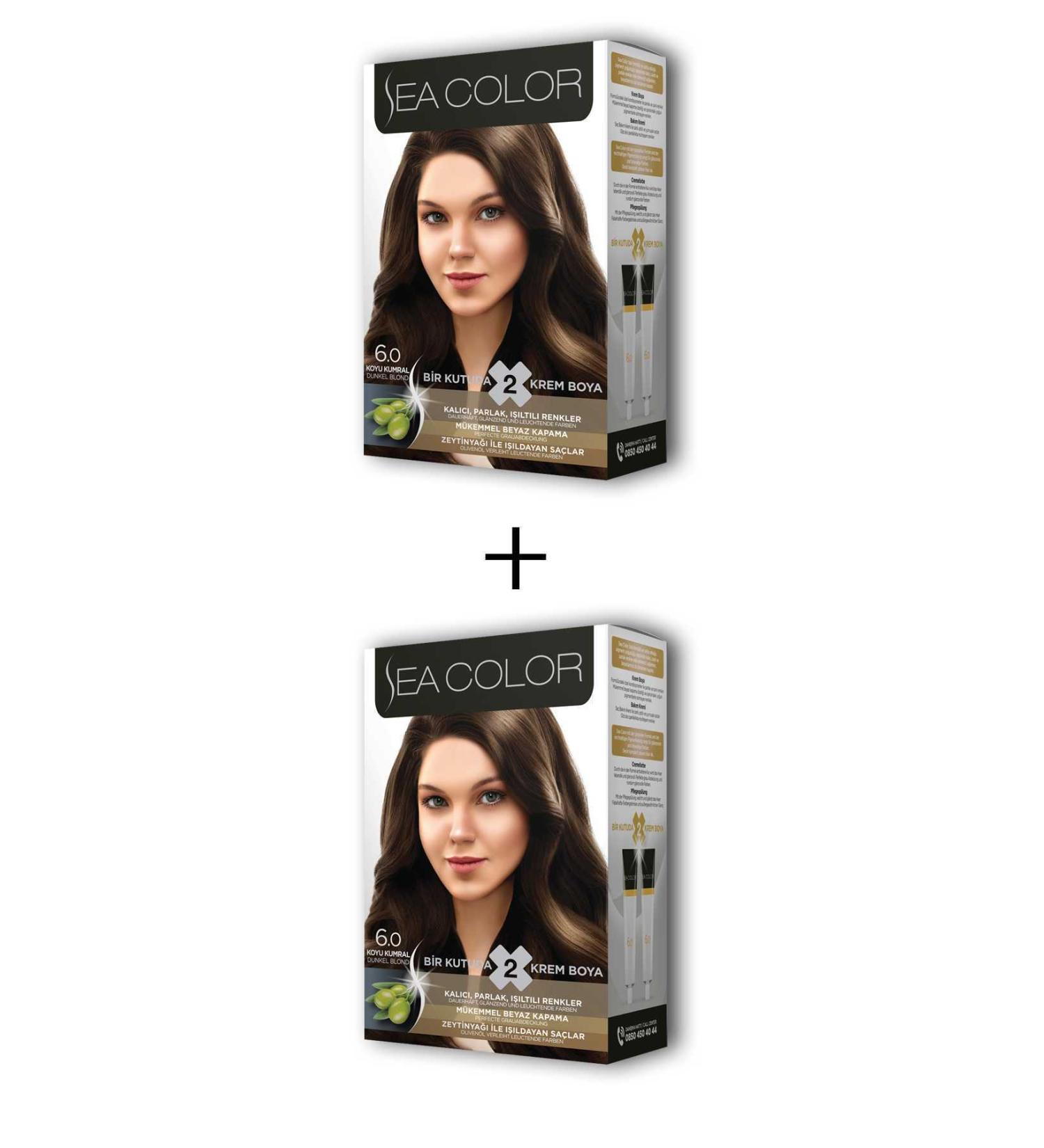 Sea Color 2X2 Tube Cream Hair Dye Set Dark Blonde No: 6.0