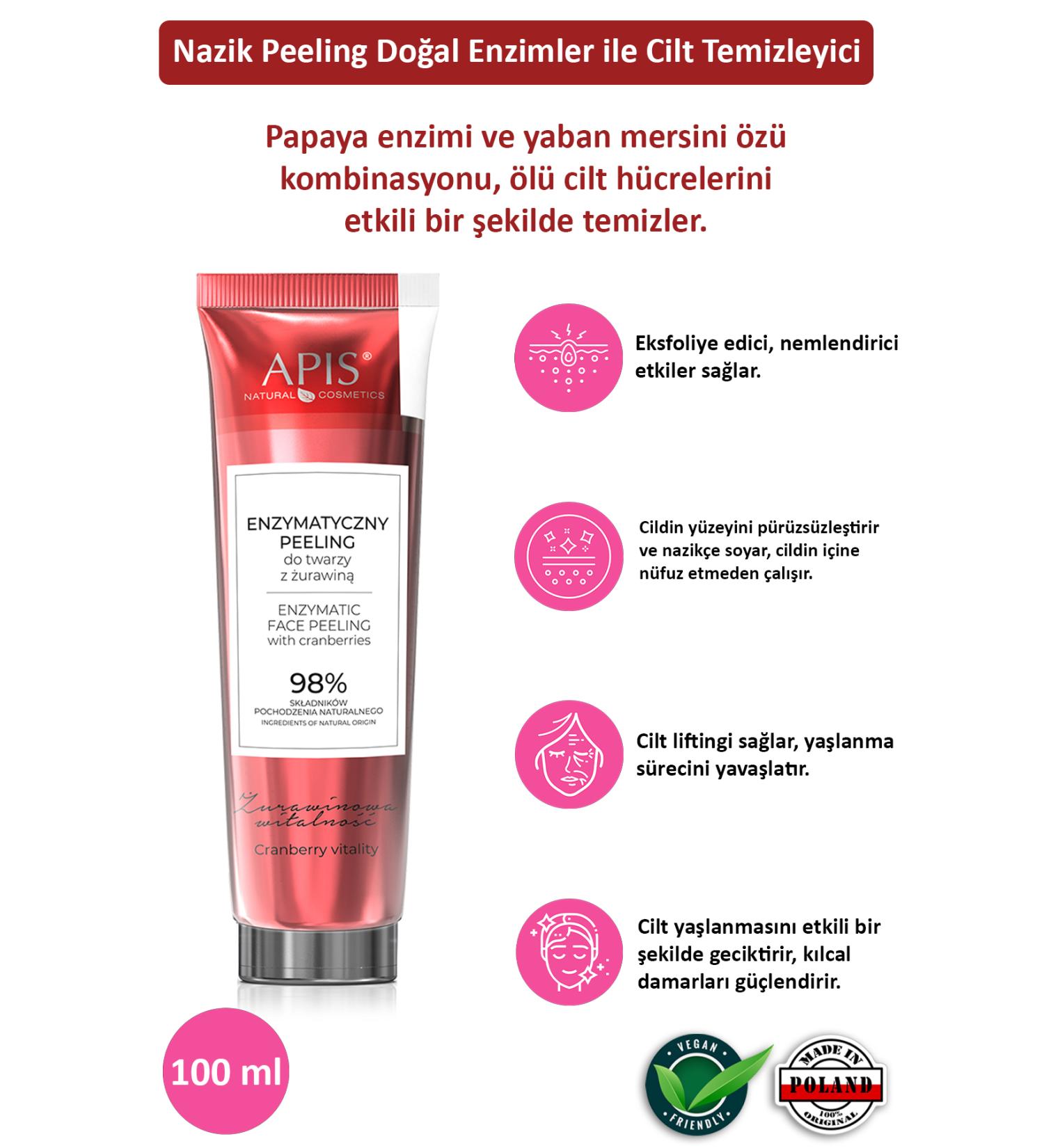Apis Natural Cosmetics Cranberry Enzymatic Facial Peeling - 100ml - Buy Online on GoSupps.com