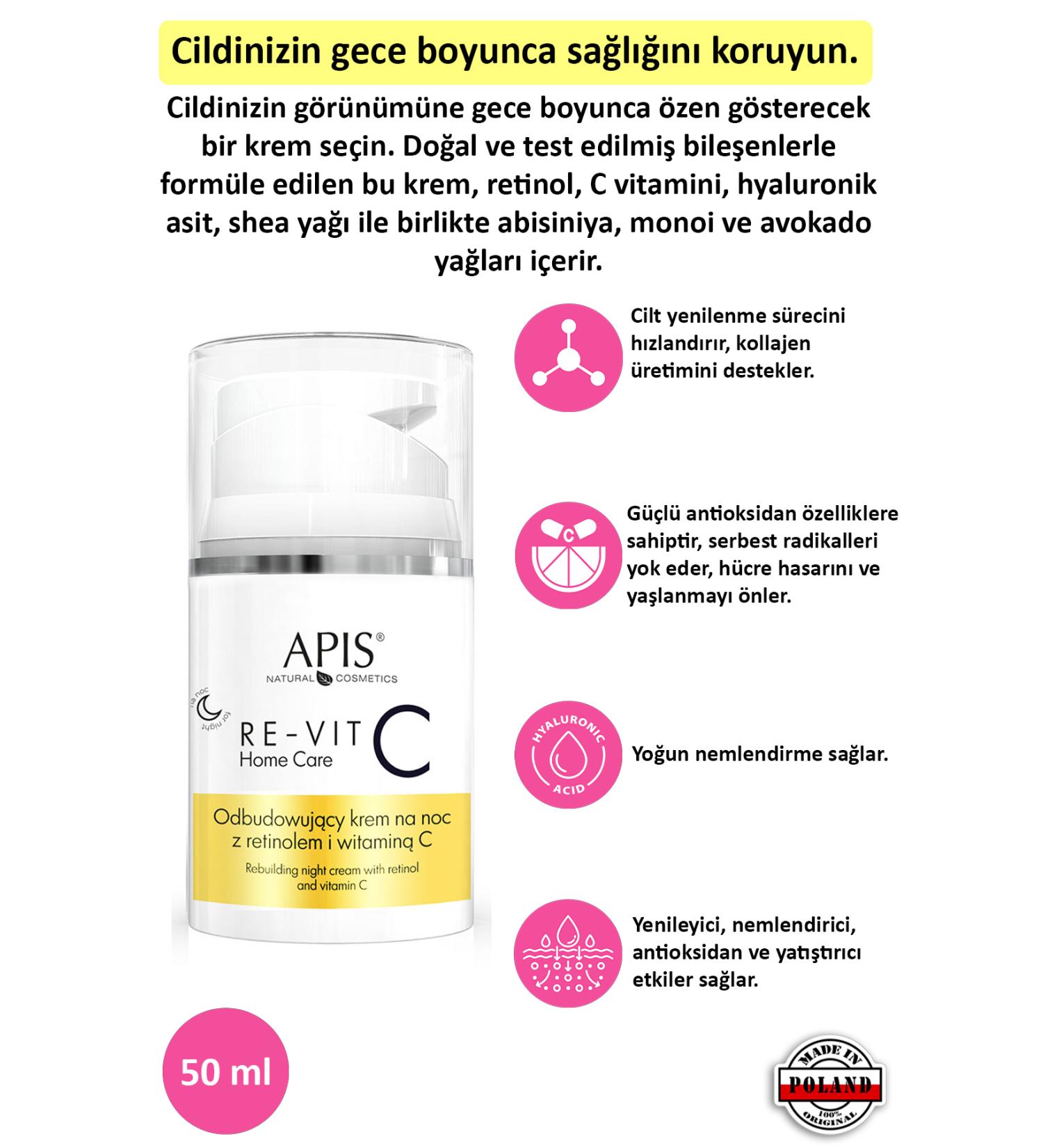 Apis Natural Cosmetics Night Cream Repair Retinol and Vitamin C - 50ml - Buy Online on GoSupps.com