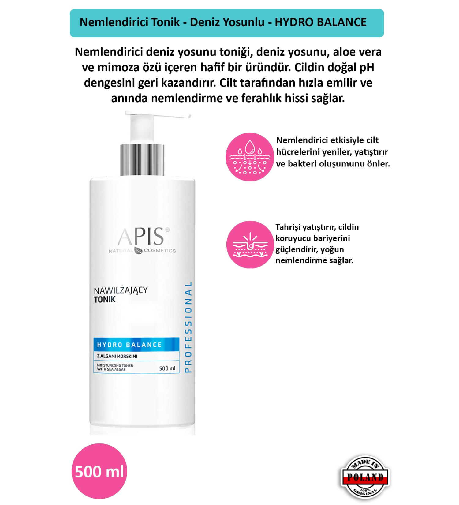 Apis Natural Cosmetics Moisturizing Tonic - Seaweed - HYDRO BALANCE - 500 Ml