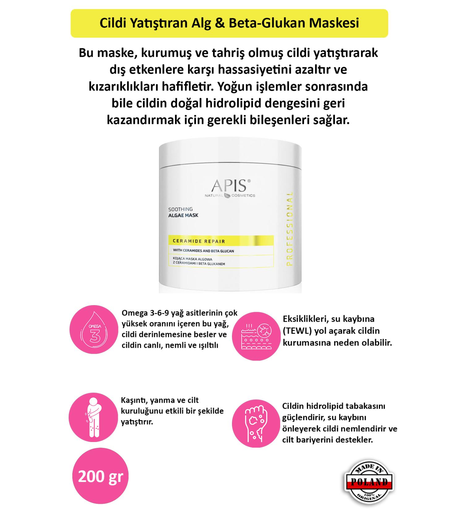 Apis Natural Cosmetics Skin Soothing Algae & Beta-Glucan Mask - 200 Ml